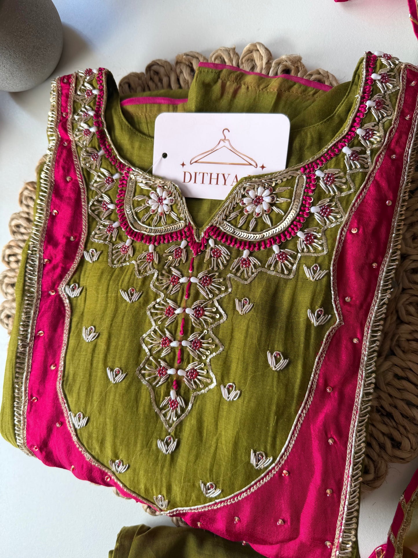 K051 - Mul chanderi handwork Anarkali with pants and dupatta