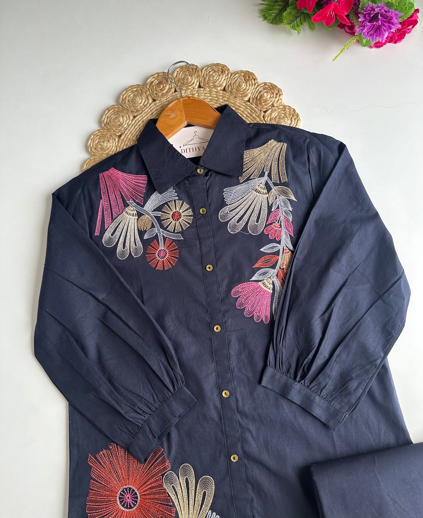 K124 - Mul cotton embroidered coord set