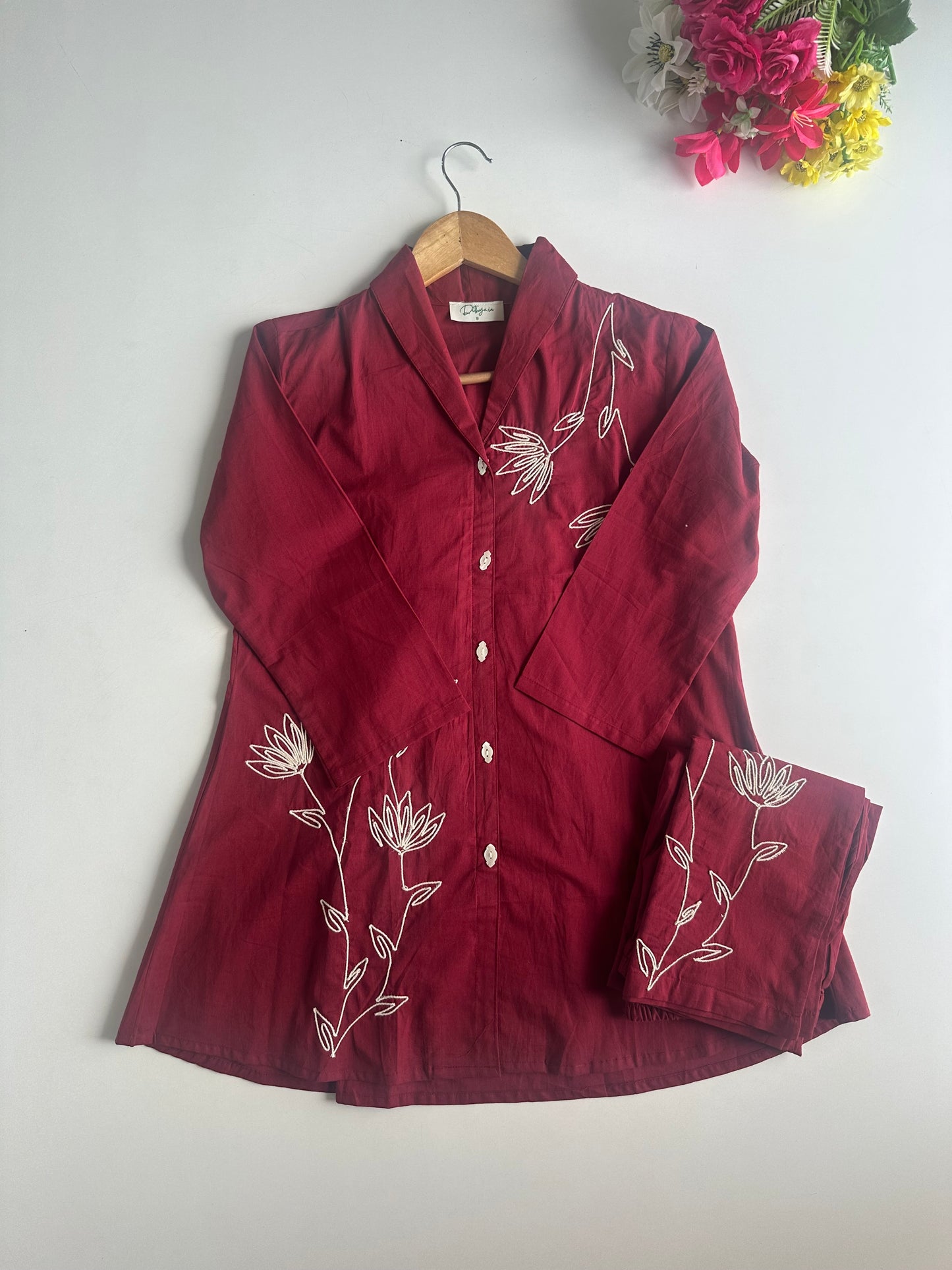 K721 - Mul cotton embroidered coord set