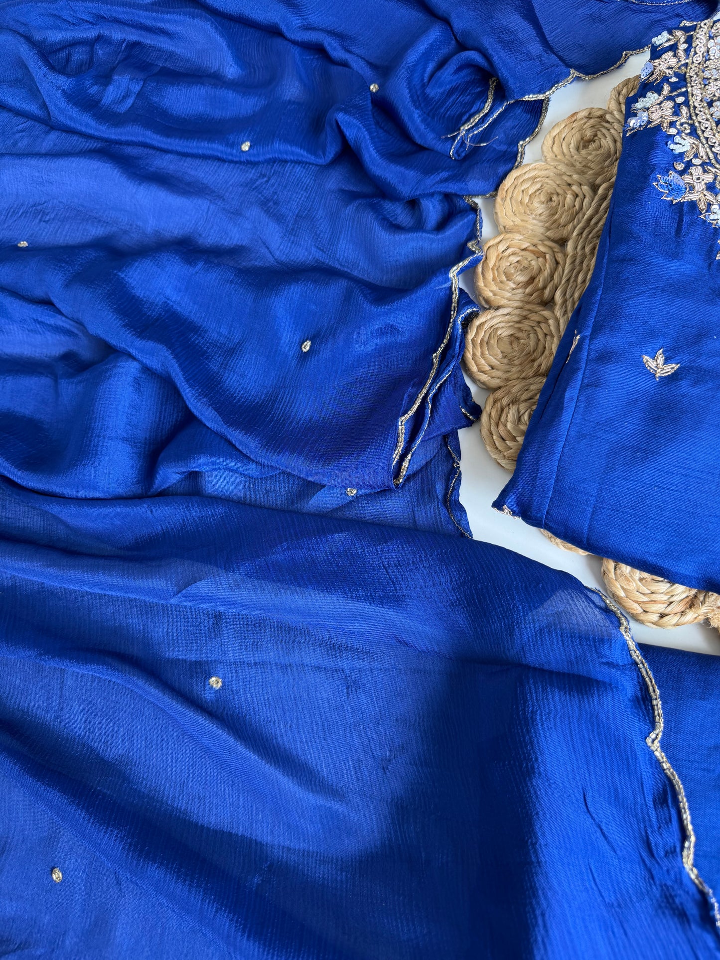 K206 - Russian silk handwork Anarkali with pants and dupatta