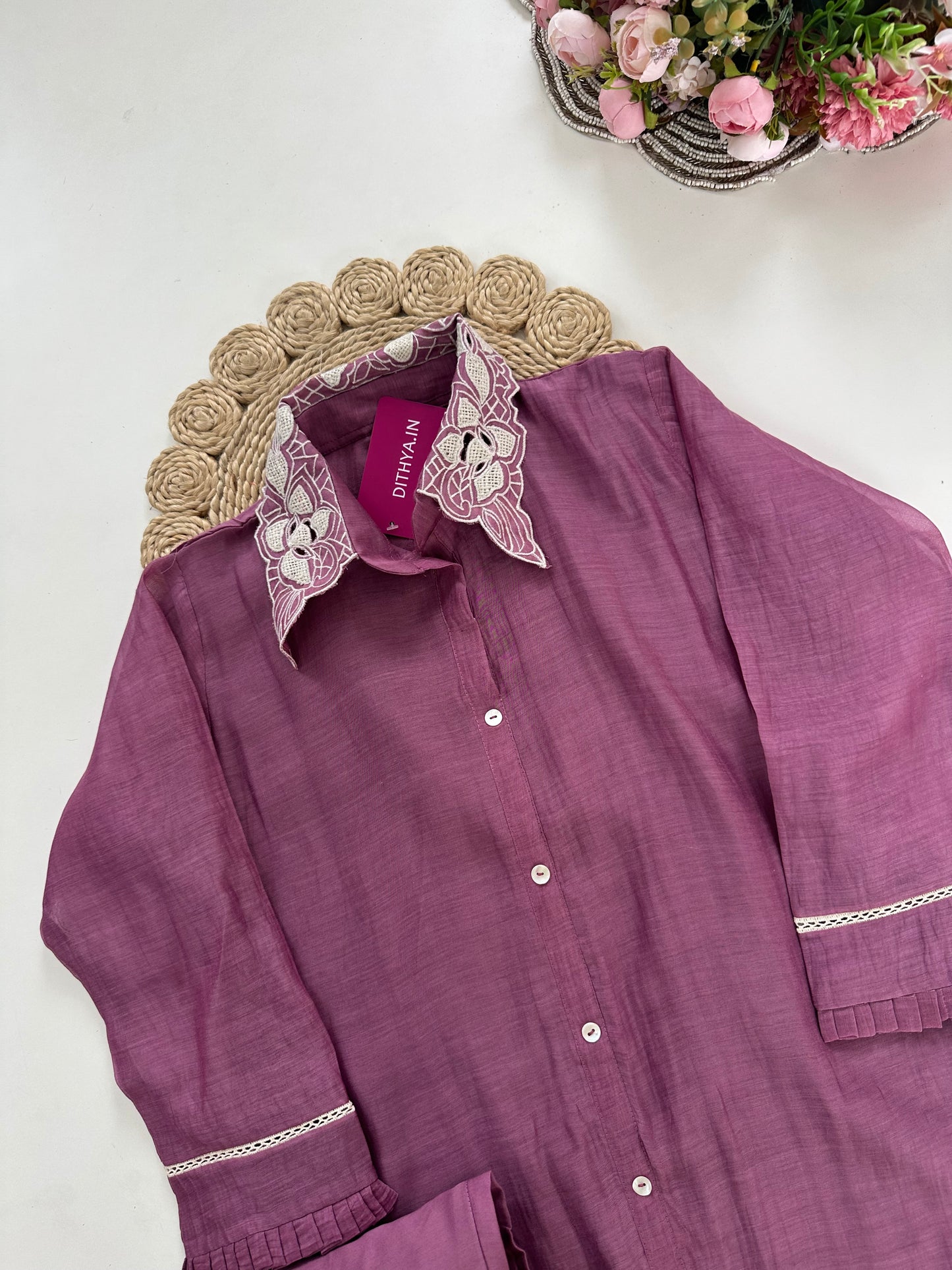 K403 - Mul Chanderi embroidered coord set