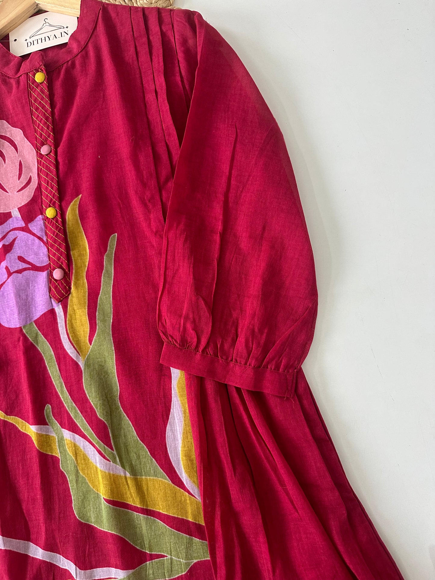 K281 - Mul cotton printed Aline Kurti with pants