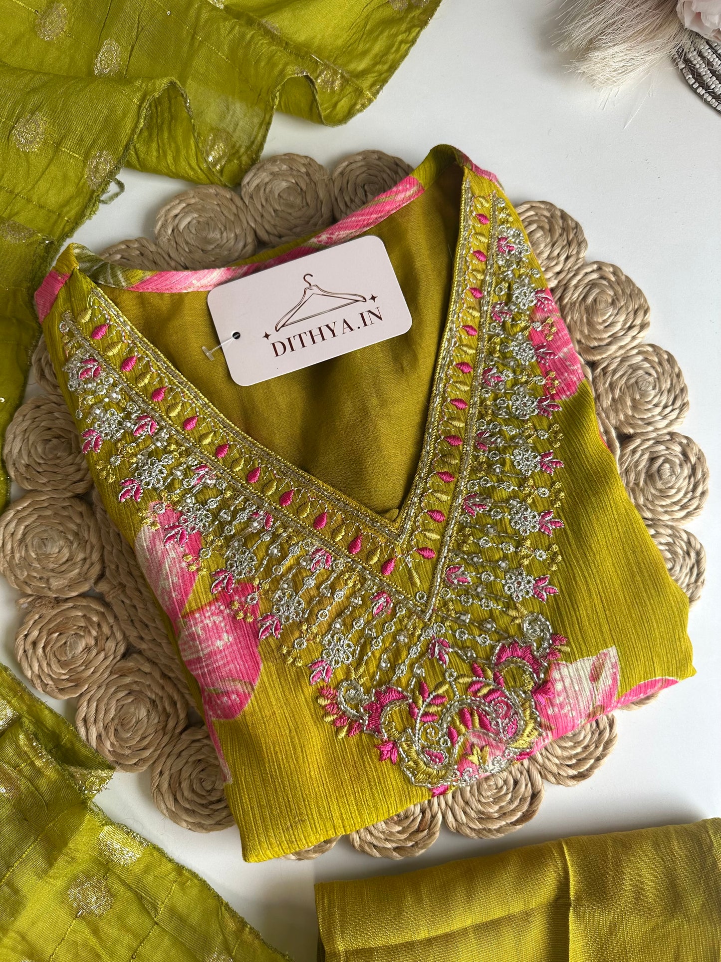 K489 - Roman silk straight Kurti with pants and dupatta