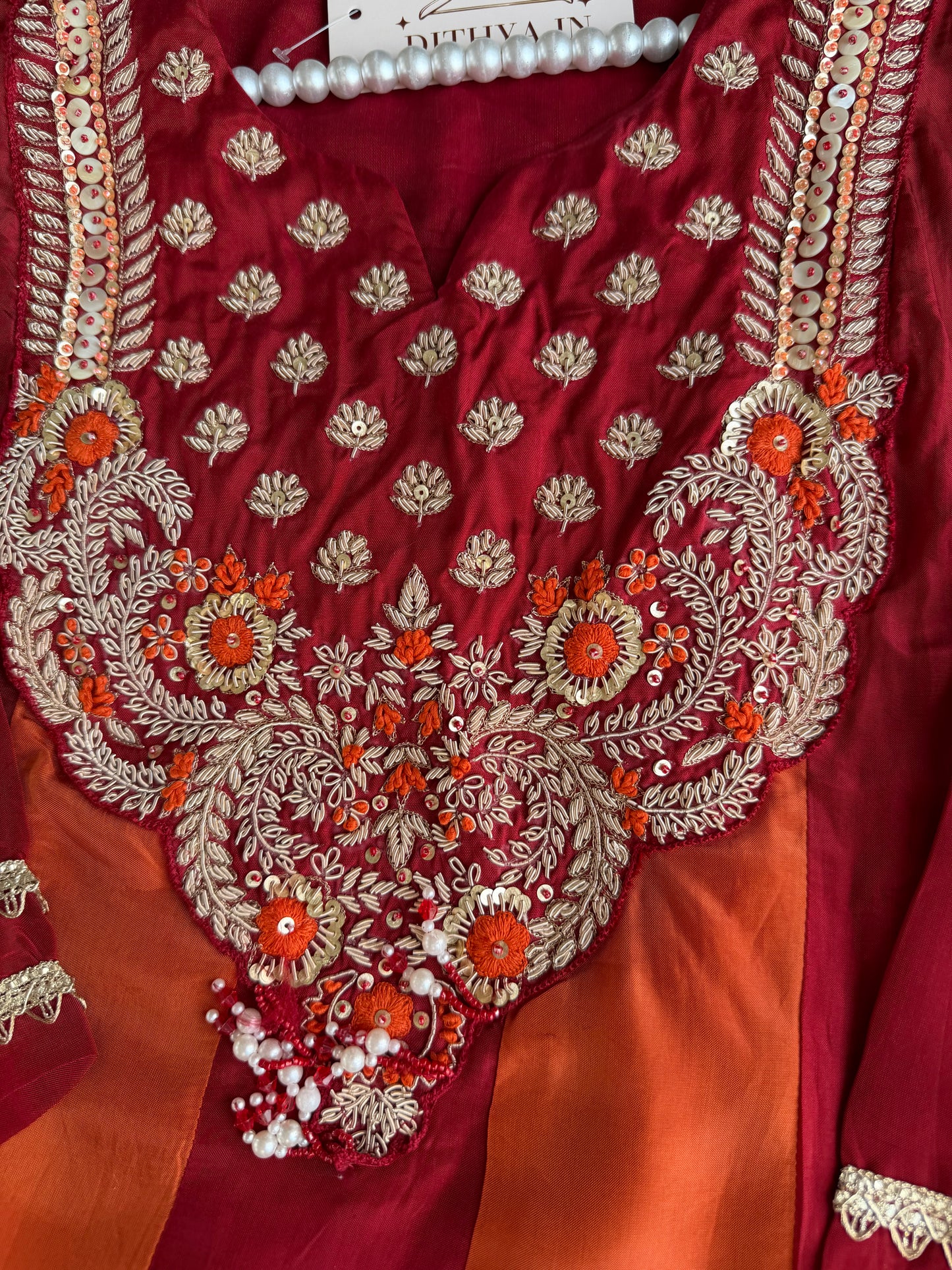 K605 - Georgette handwork Anarkali with pants and dupatta