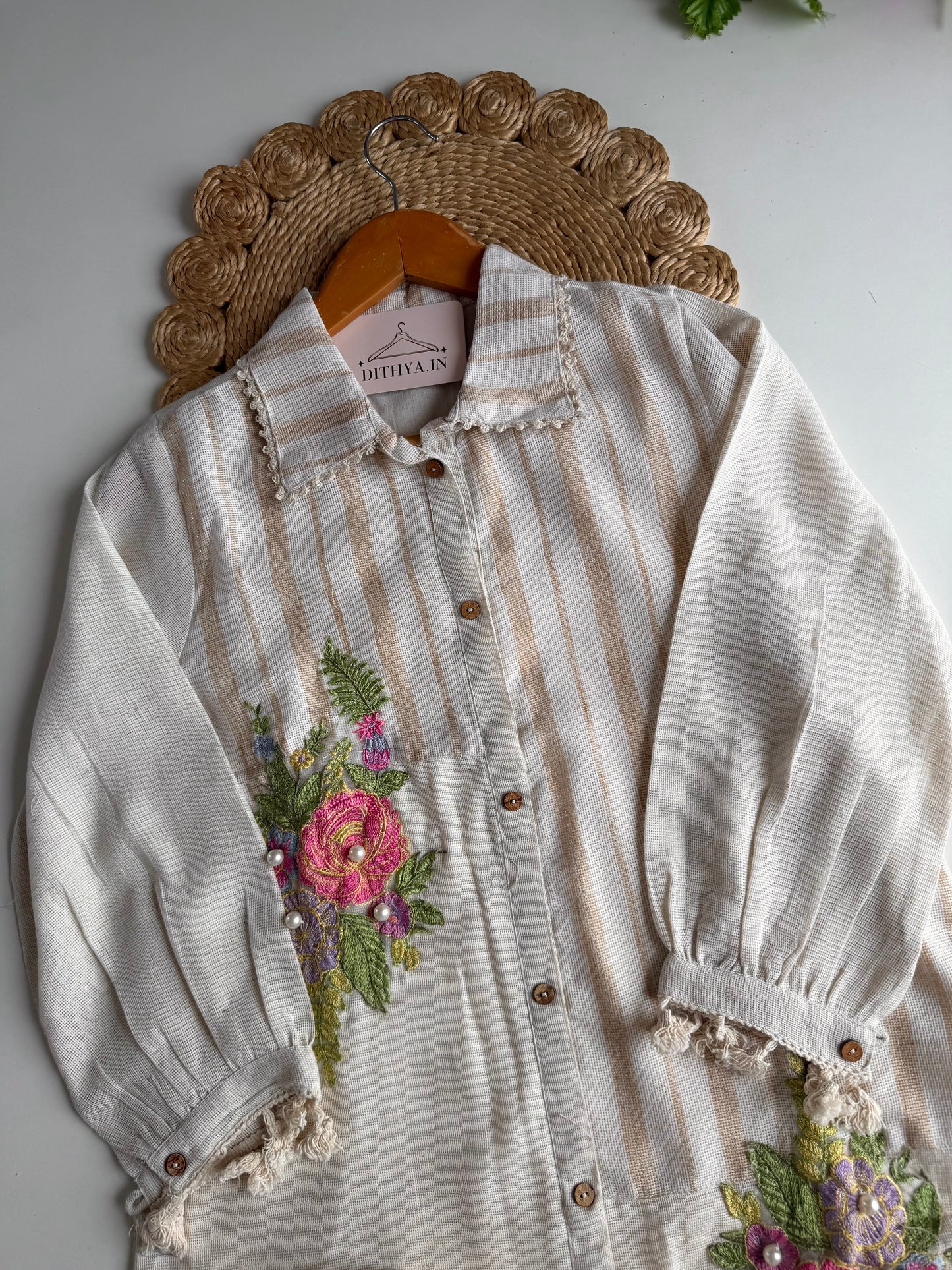 K287 - Linen embroidered coord set