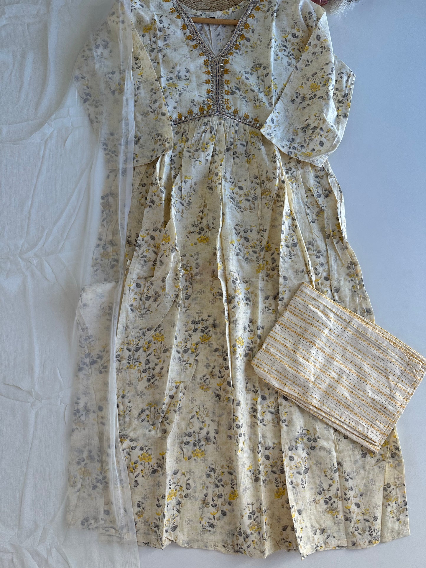 D374 - Chinnon Alia cut Anarkali with pants and dupatta