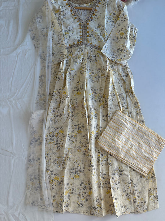 D374 - Chinnon Alia cut Anarkali with pants and dupatta