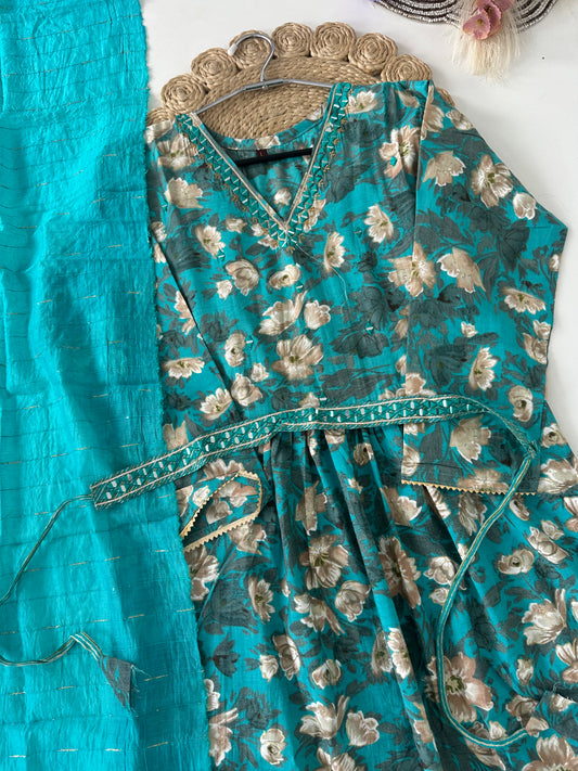 D288 - Roman silk straight kurti with pants and dupatta