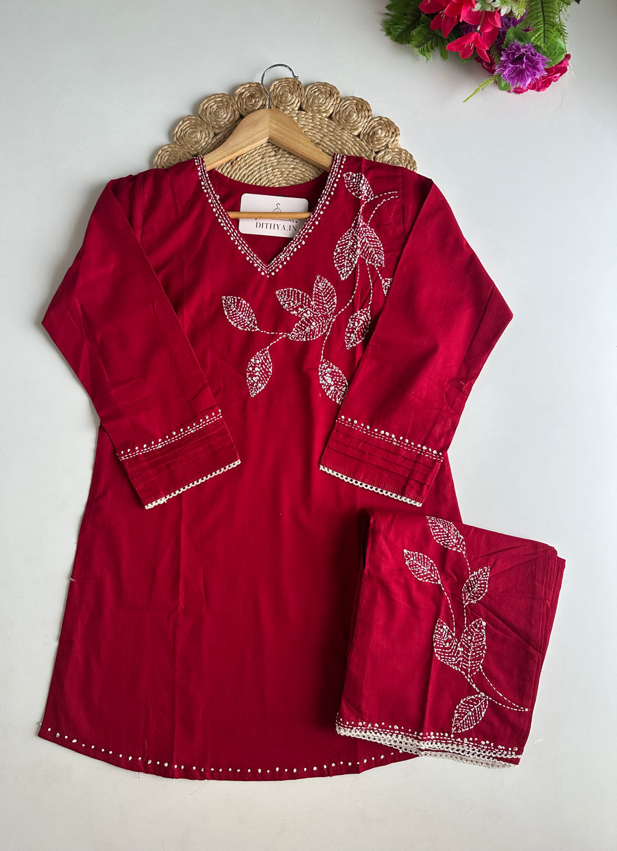 K526 - Mul cotton embroidered coord set