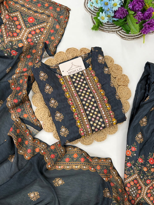 K567 - Rayon printed Kurti with sharara and dupatta