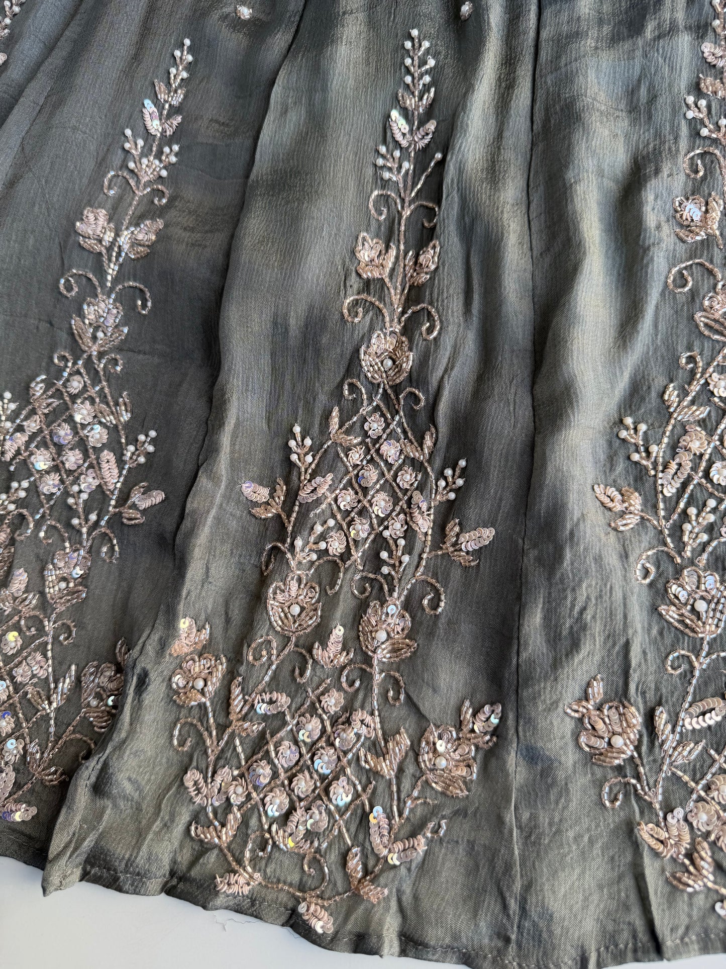 K282 - Chinnon heavy handwork Anarkali with pants and dupatta