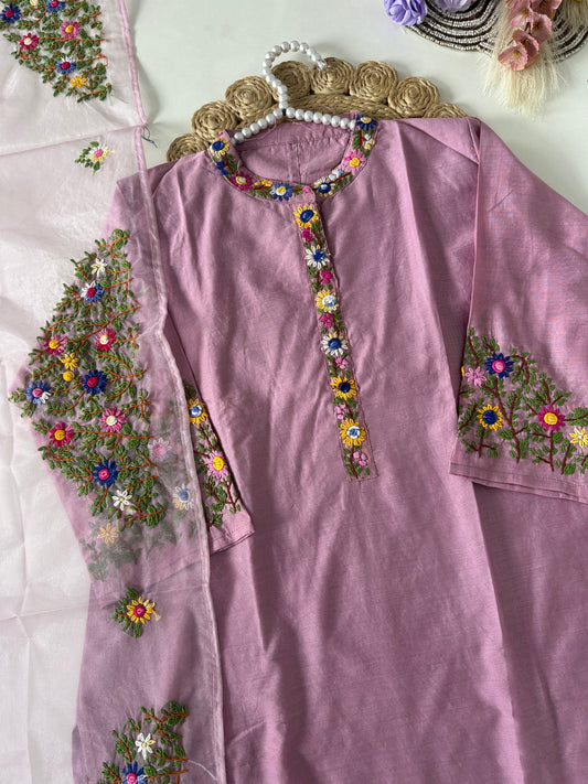 D291 - Dola silk straight kurti with pants and dupatta