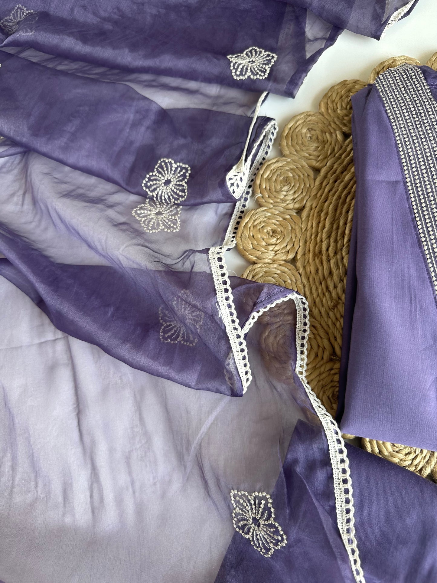 K105 - Roman silk Embroidered straight kurti with pants and dupatta
