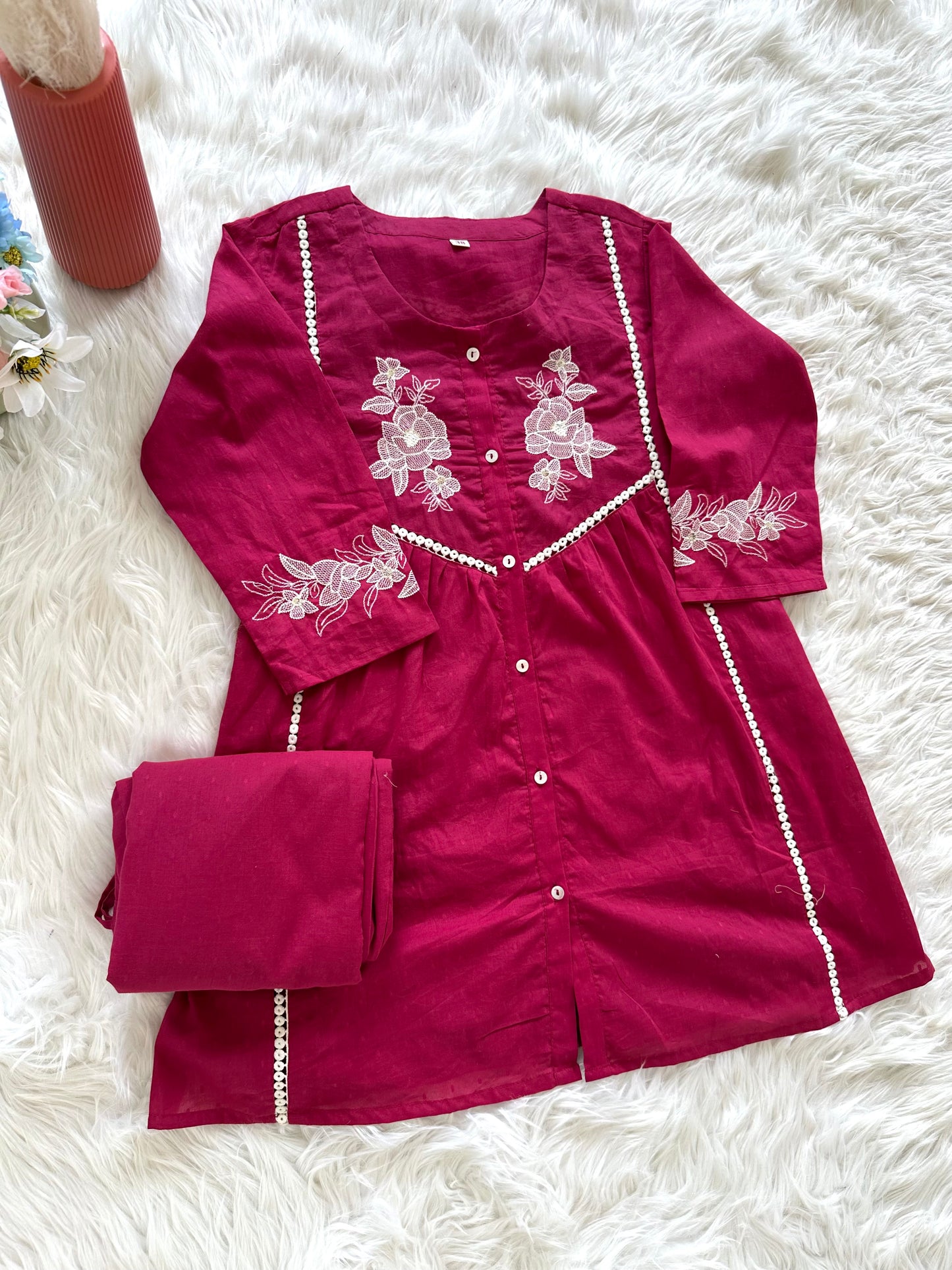 K185 - Mul cotton embroidered coord set