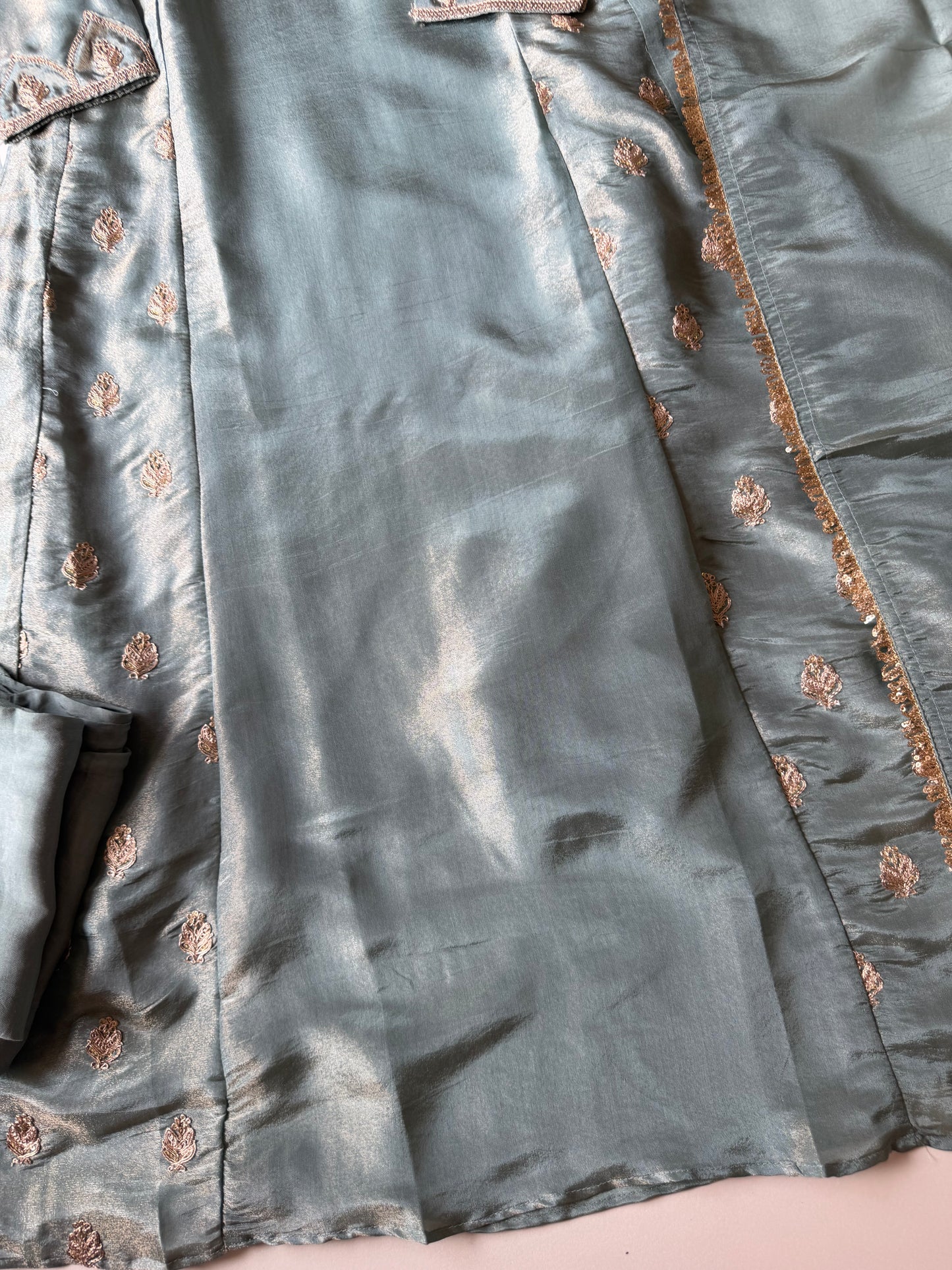 K092 - Tissue silk zari Anarkali with pants and dupatta