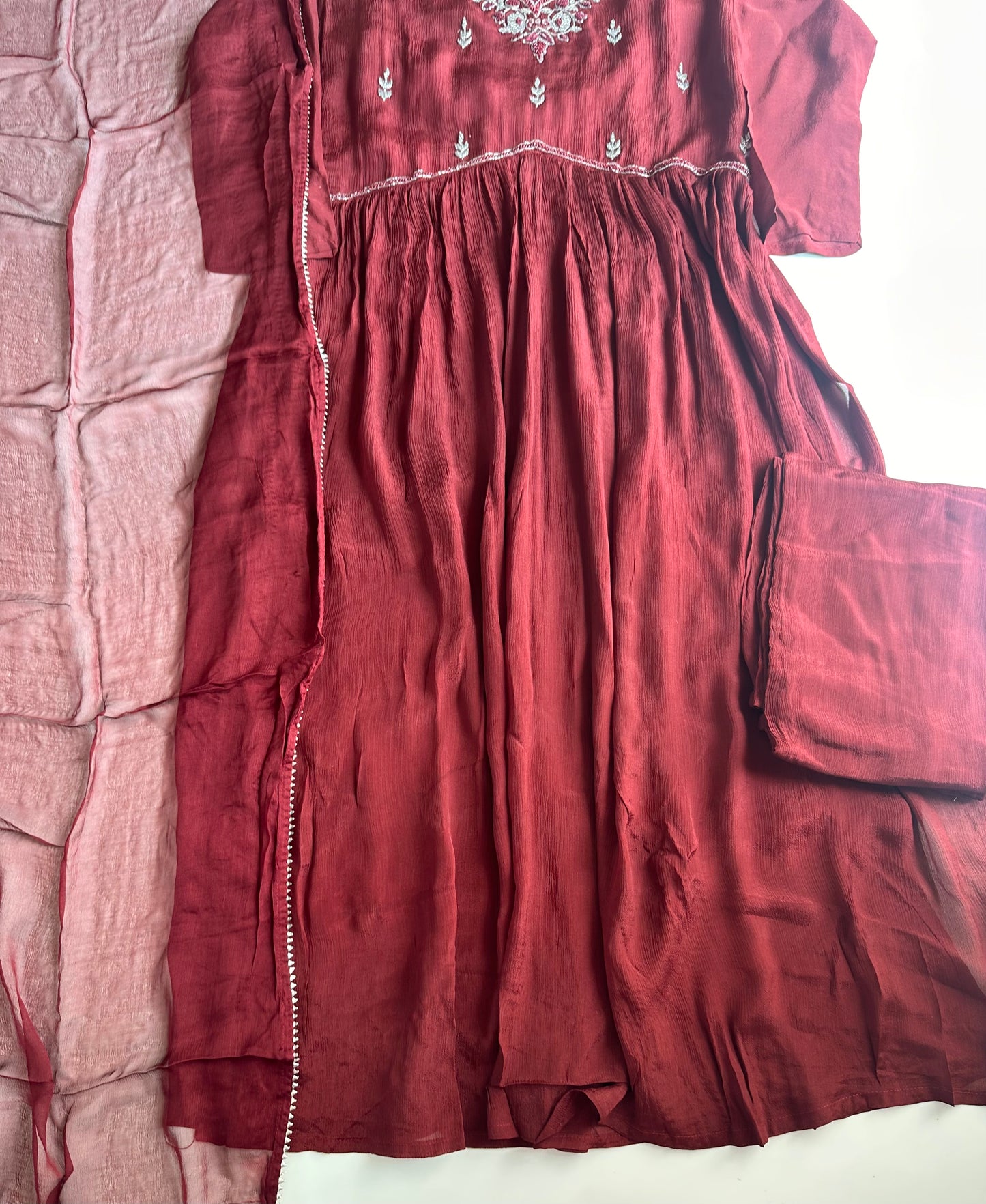 D246 - Chinnon Alia cut Anarkali with pants and dupatta