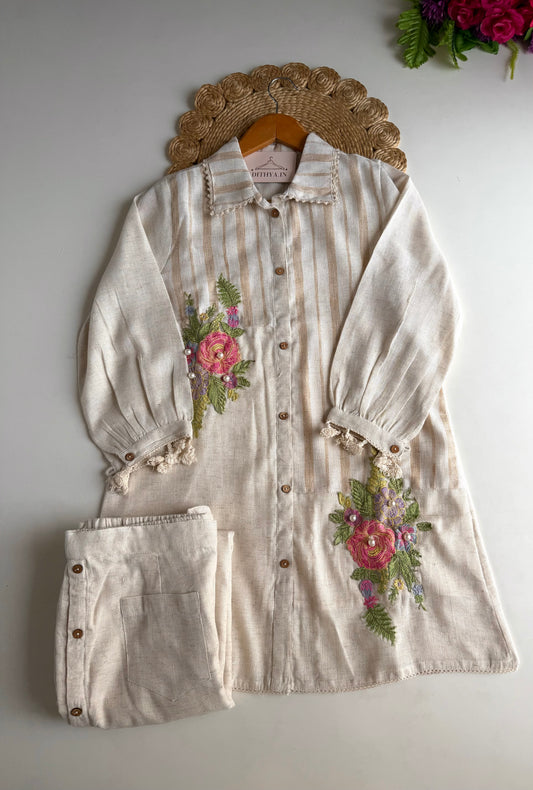K287 - Linen embroidered coord set