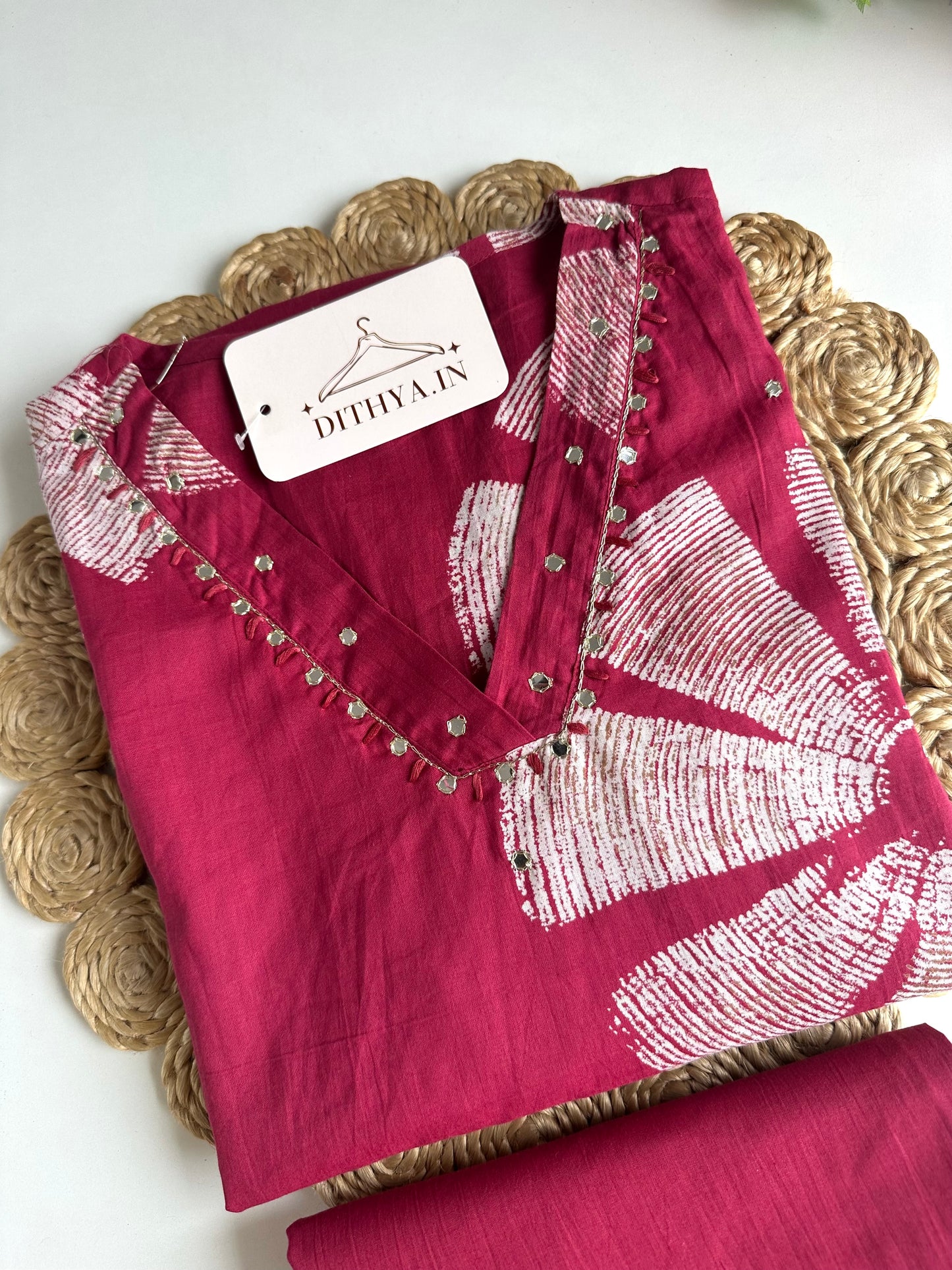K164 - Mul cotton printed Aline Kurti with pants