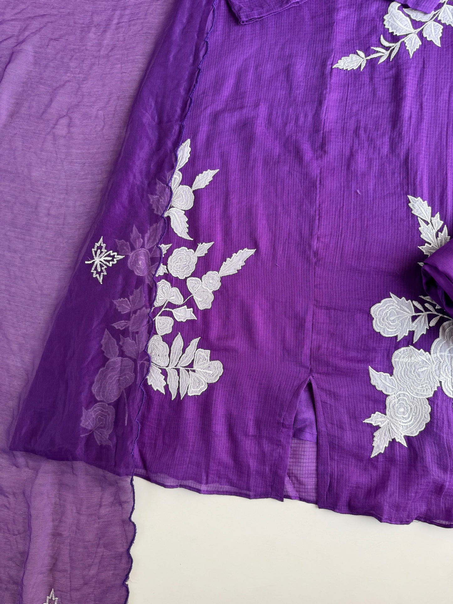 K582 - Kota doriya appliqué work Aline Kurti with pants and dupatta