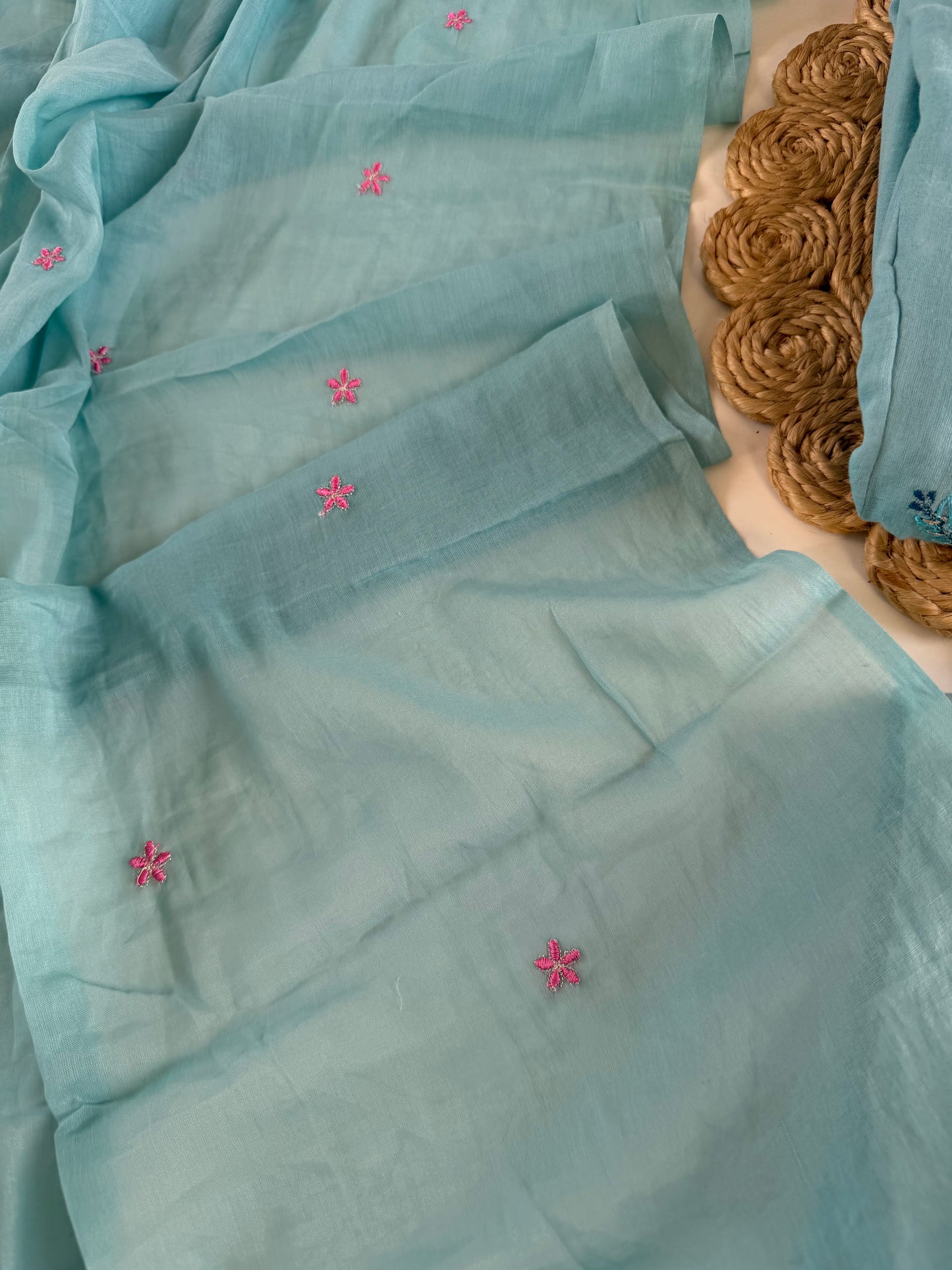 K598 - Cotton embroidered anarkali with pants and dupatta