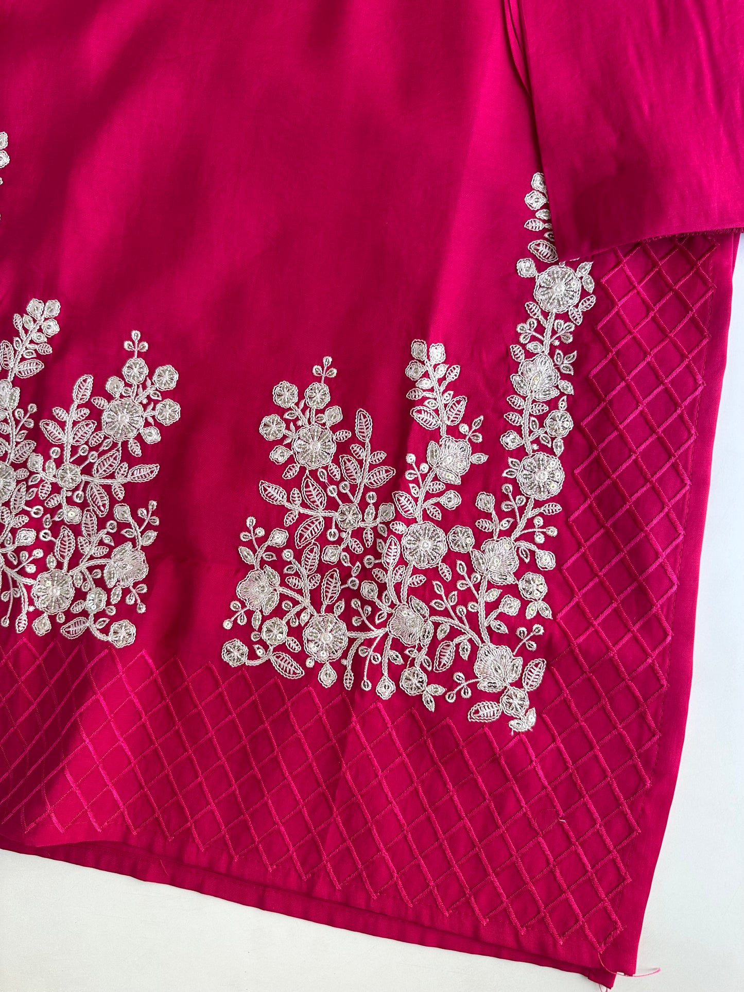 K459 - Roman silk embroidered straight Kurti with pants and dupatta