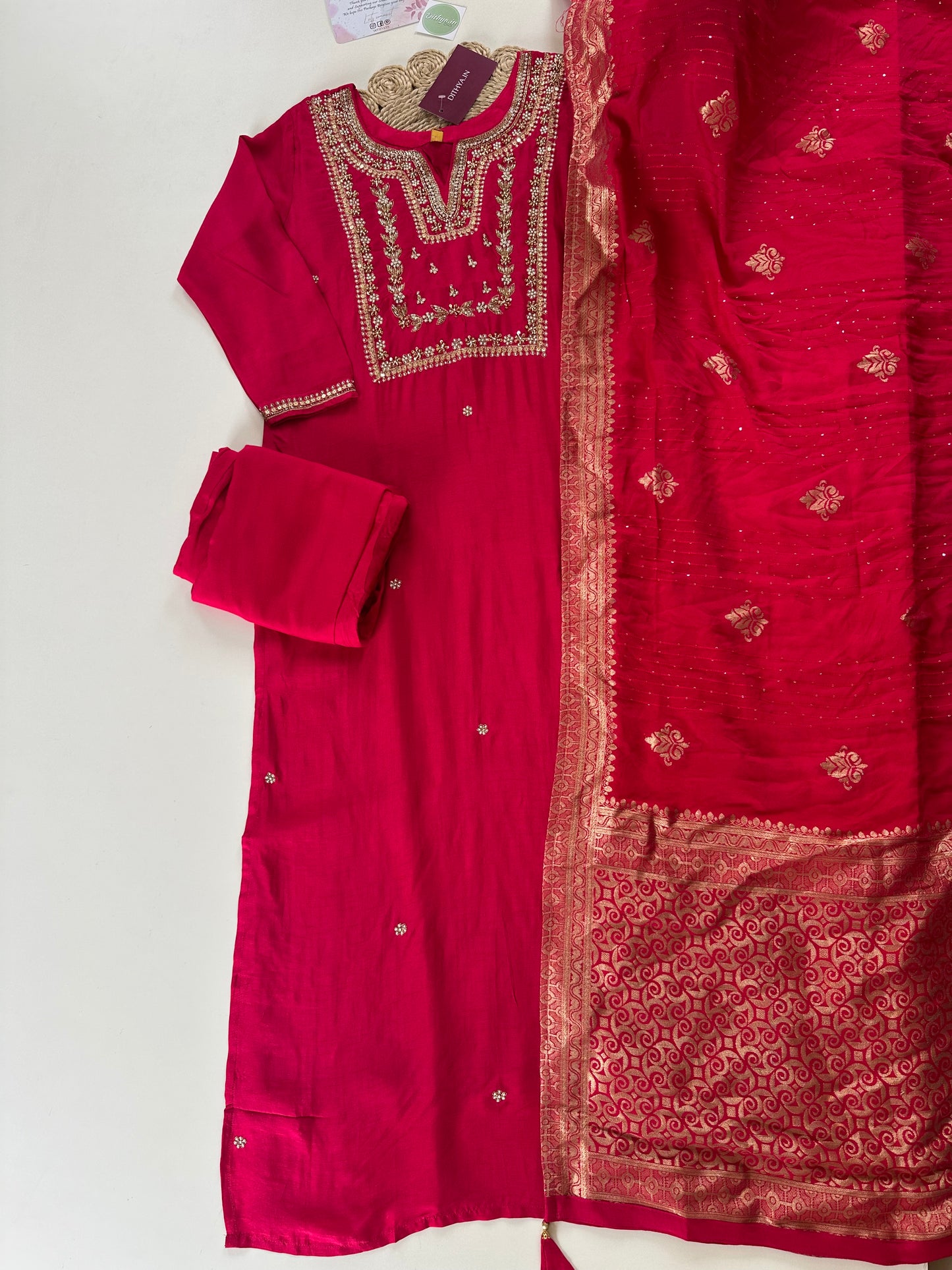 K119 - Russian silk kurti with pants and dupatta