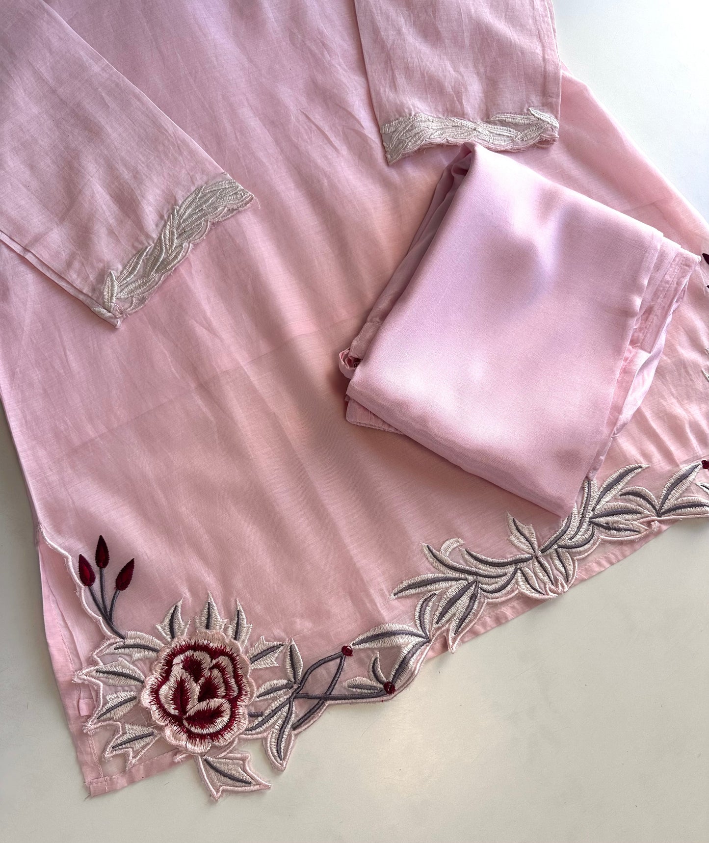 K495 - Mul cotton embroidered coord set