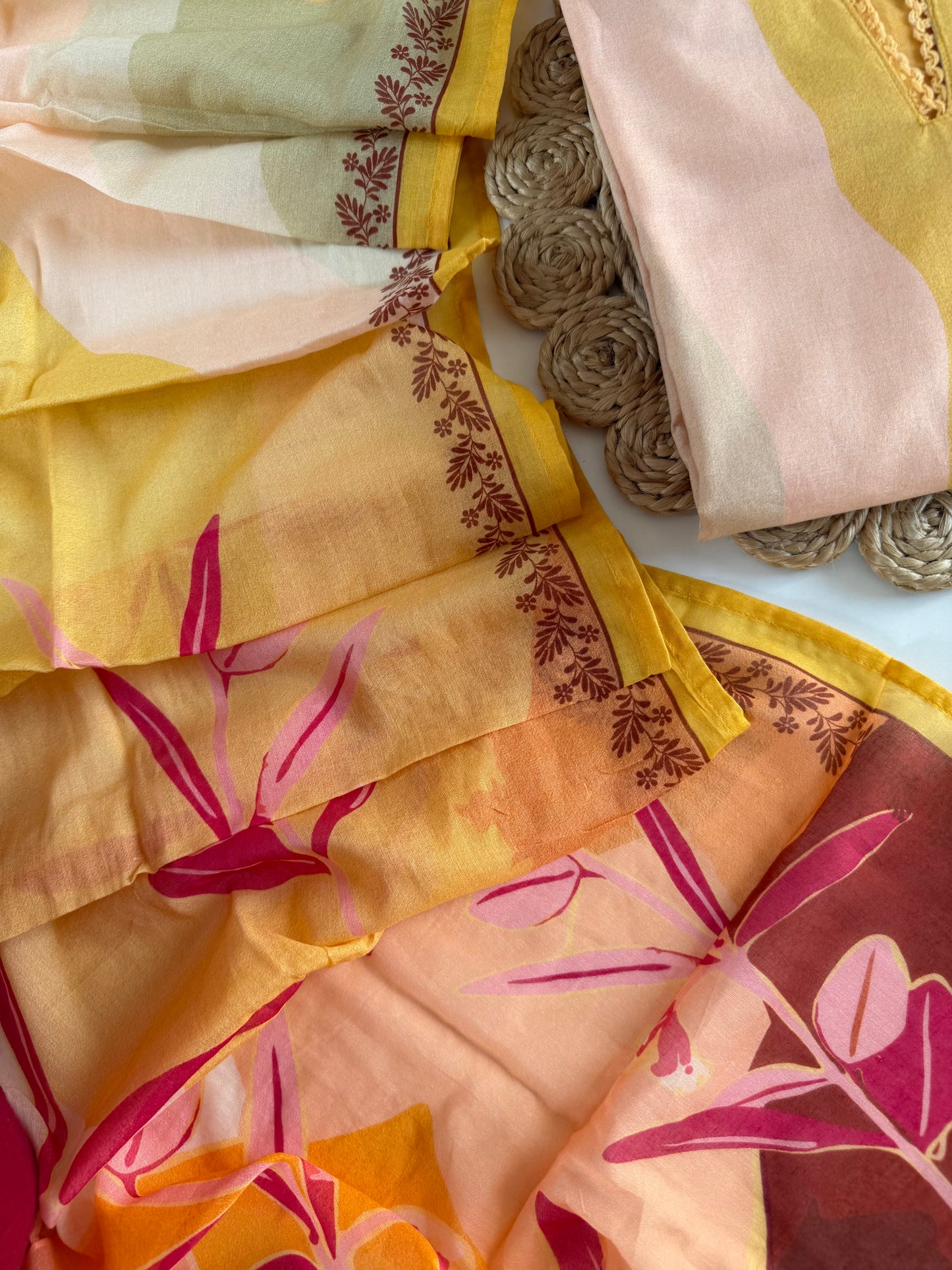 K677 - Mul cotton straight Kurti with pants and dupatta