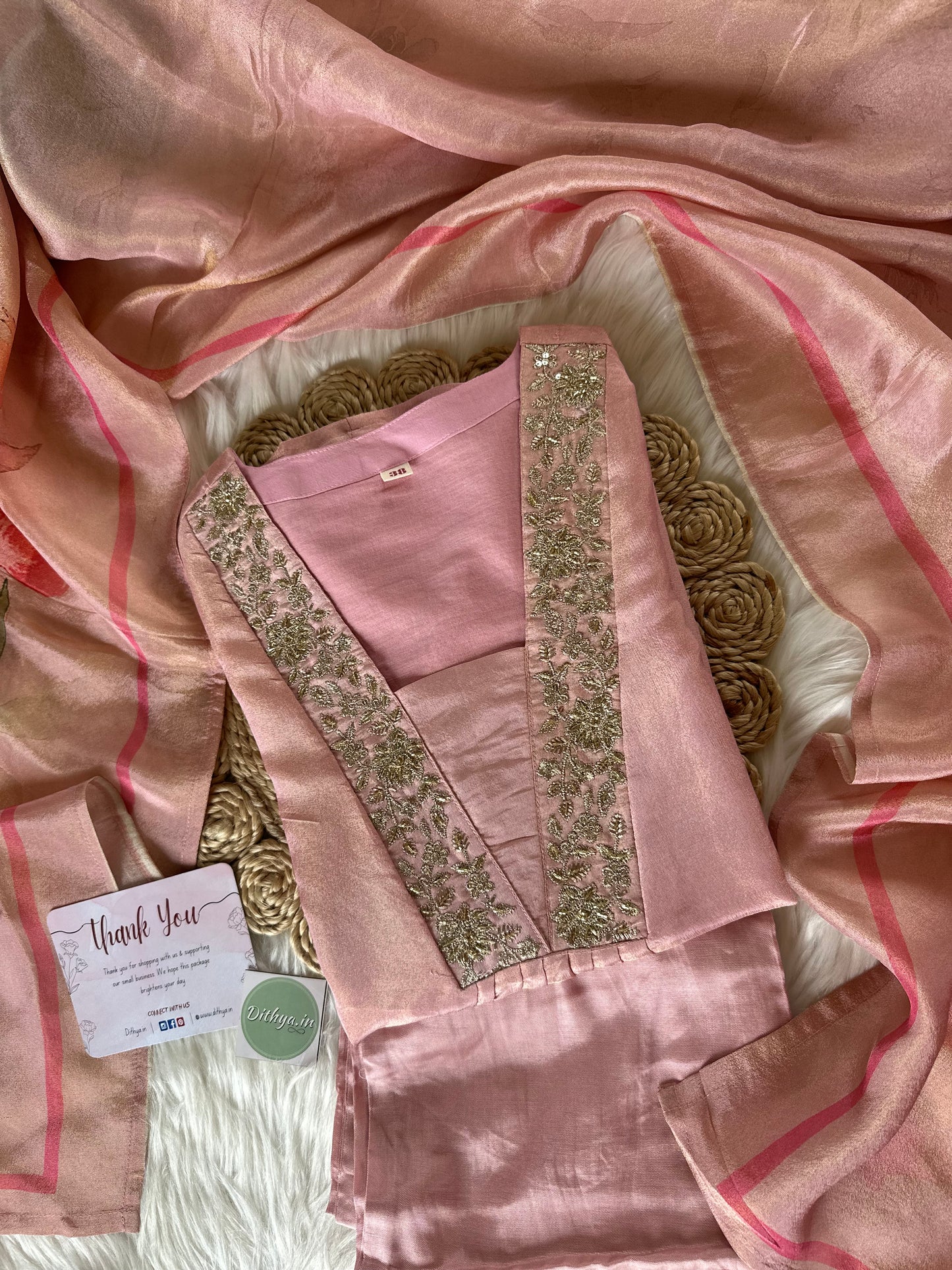 K122 - Tissue silk Anarkali with pants and dupatta