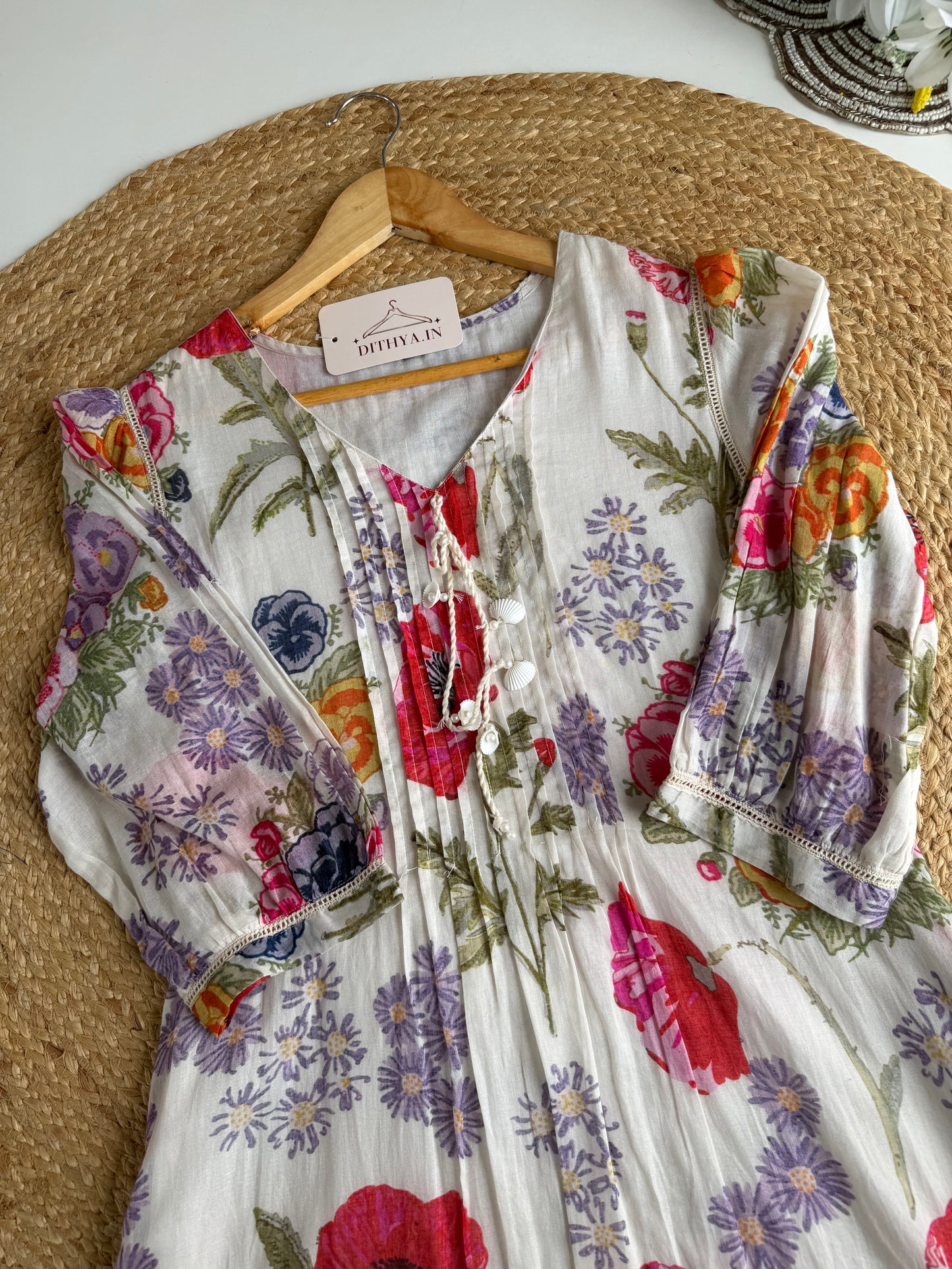 K455 - Mul cotton printed Aline Kurti with pants