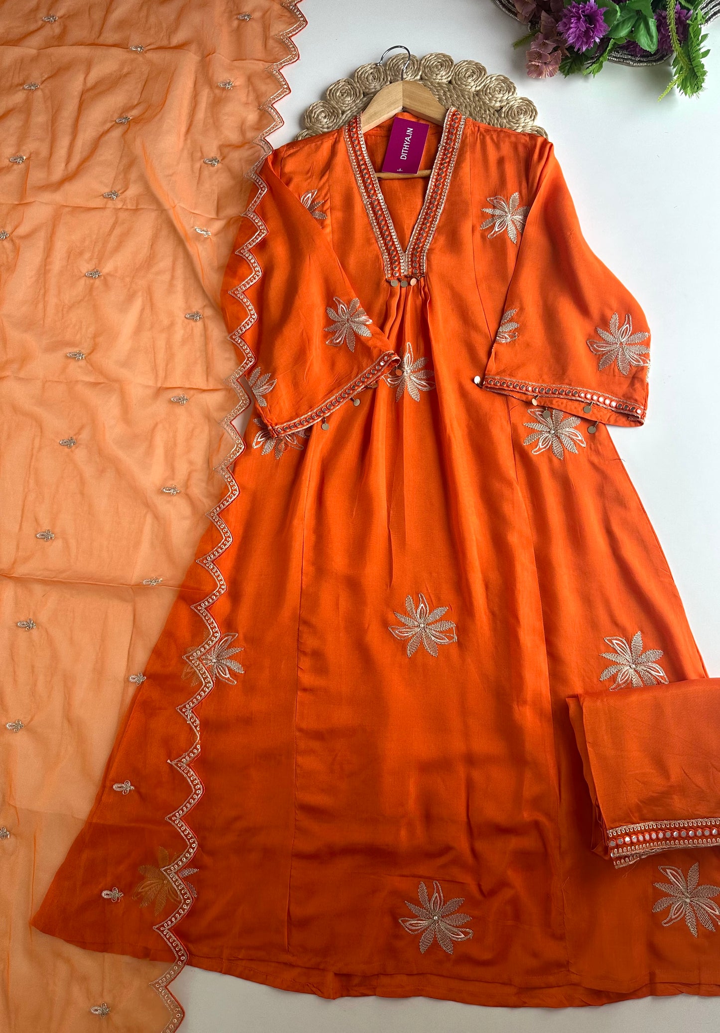 K299 - Russian silk zari Anarkali with pants and dupatta in 2 colours