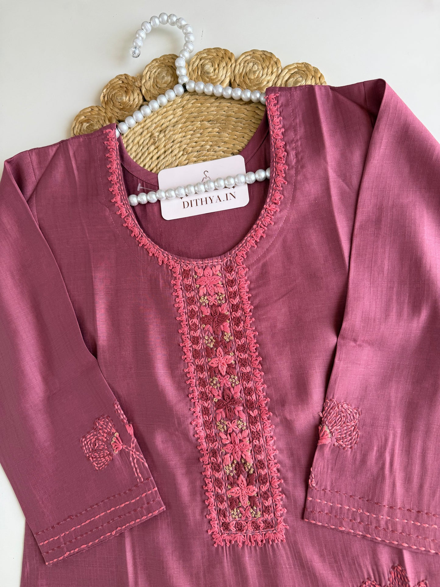 K018 - Mul muslin embroidered straight Kurti