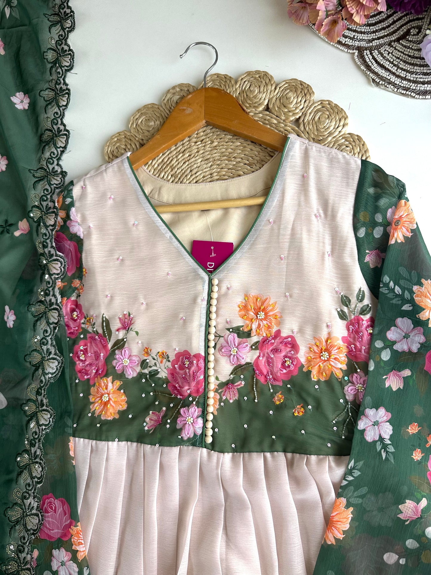 K288 - Georgette Floral Anarkali with pants and dupatta