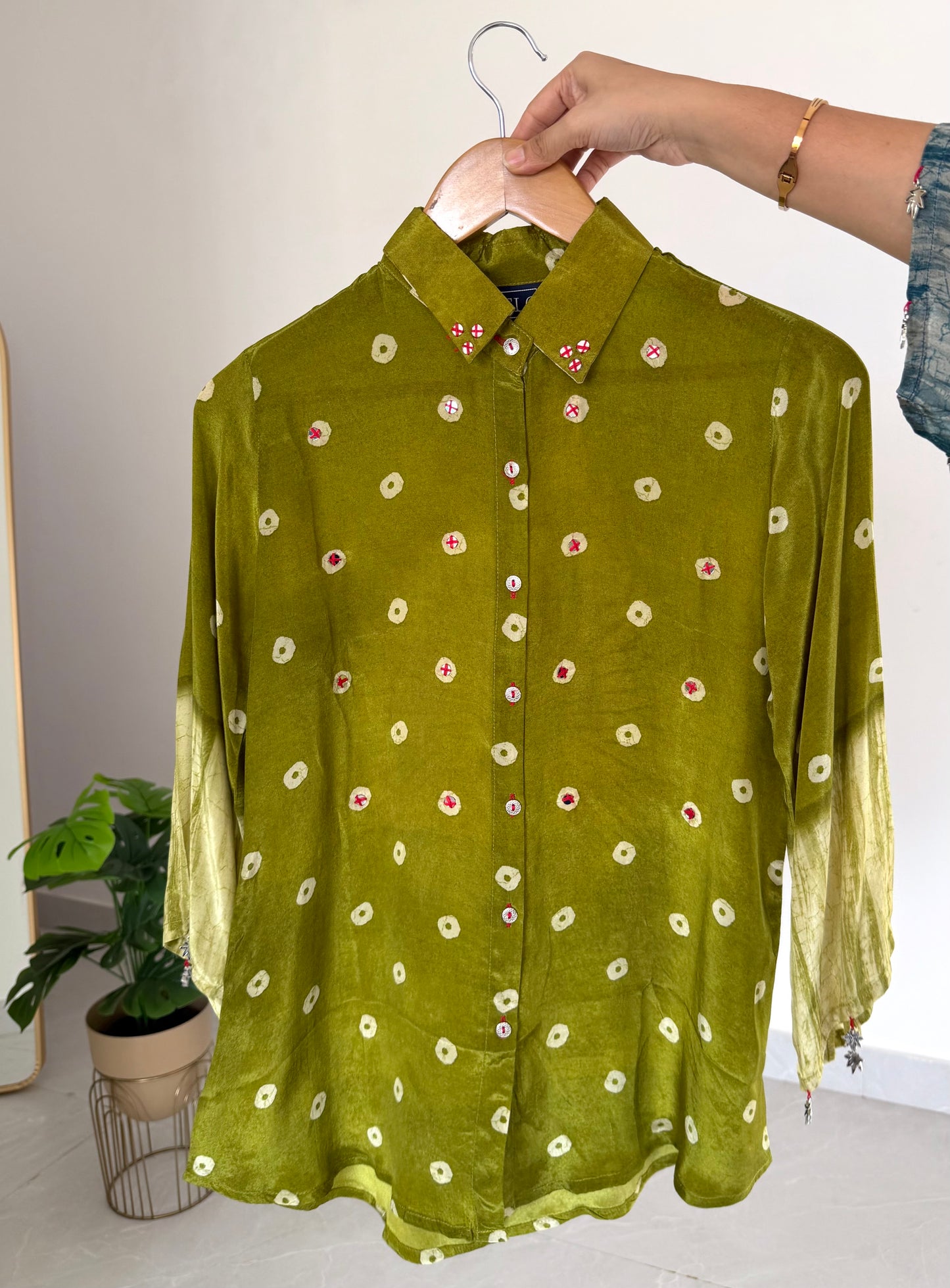 K149 - Pure crape bandhini shirts in 4 colours