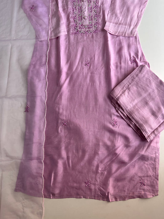 D274 - Dola silk straight kurti with pants and dupatta