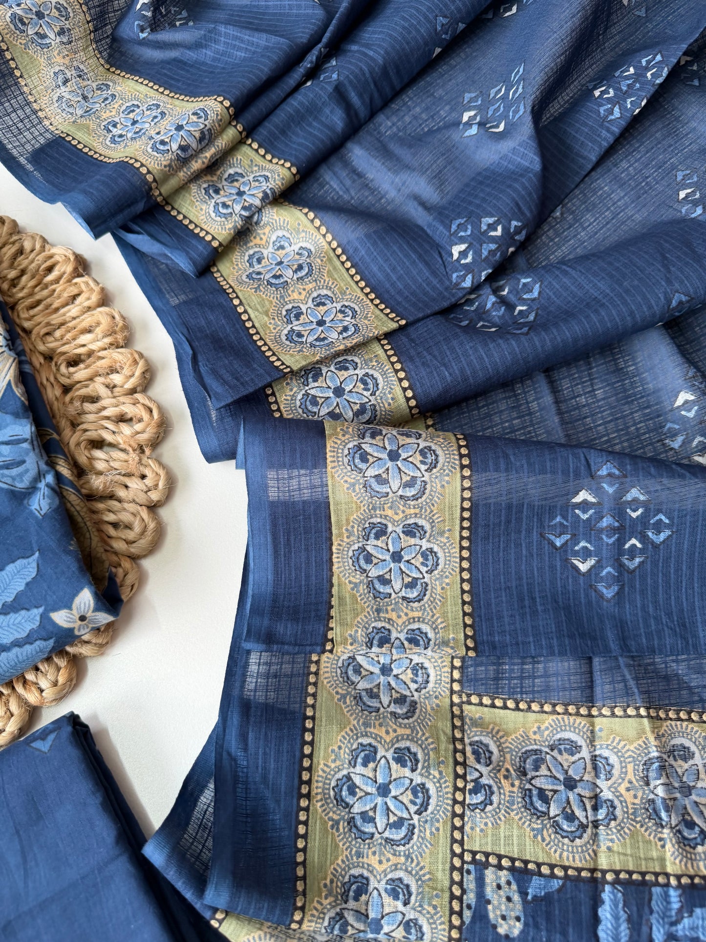 K591 - Cotton floral Aline Kurti with pants and dupatta