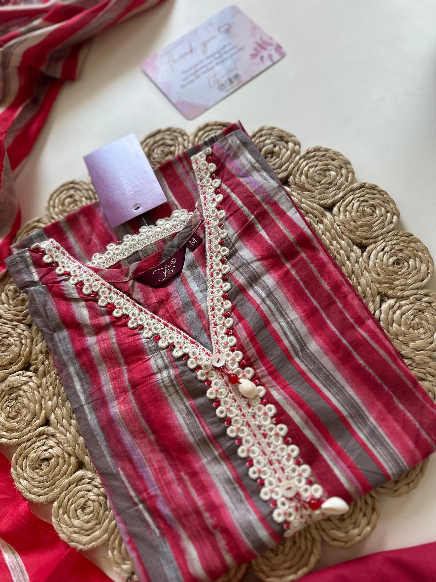 K034 - Cotton Printed kurti with pants and dupatta.