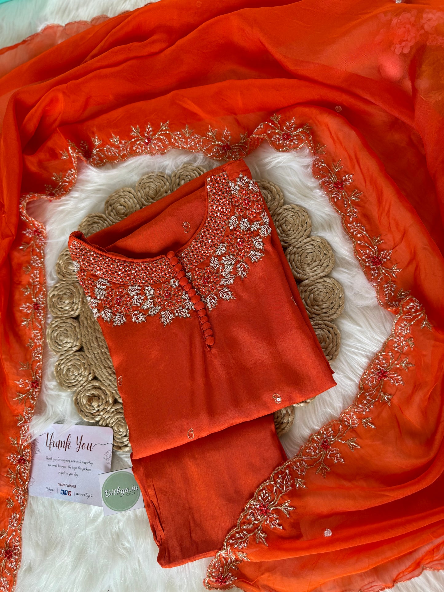 K191 - Russian silk kurti with pants and dupatta