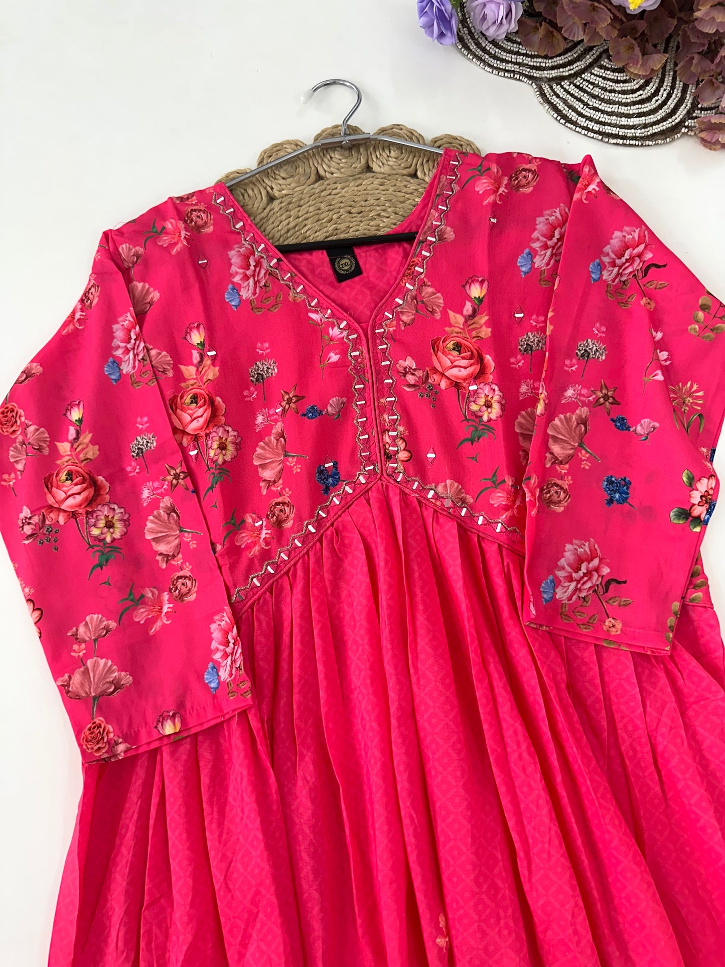 D174 - Muslin Alia cut Anarkali with pants and dupatta