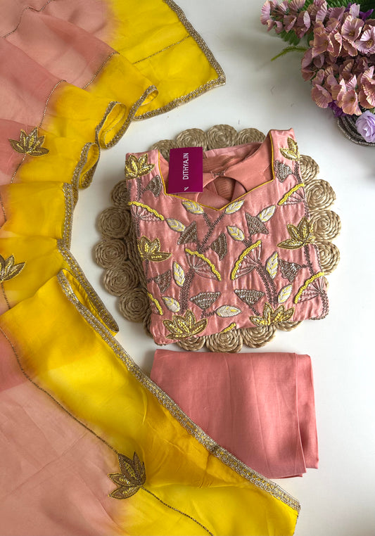 K090 - Russian silk Heavy handwork Anarkali with pants and dupatta