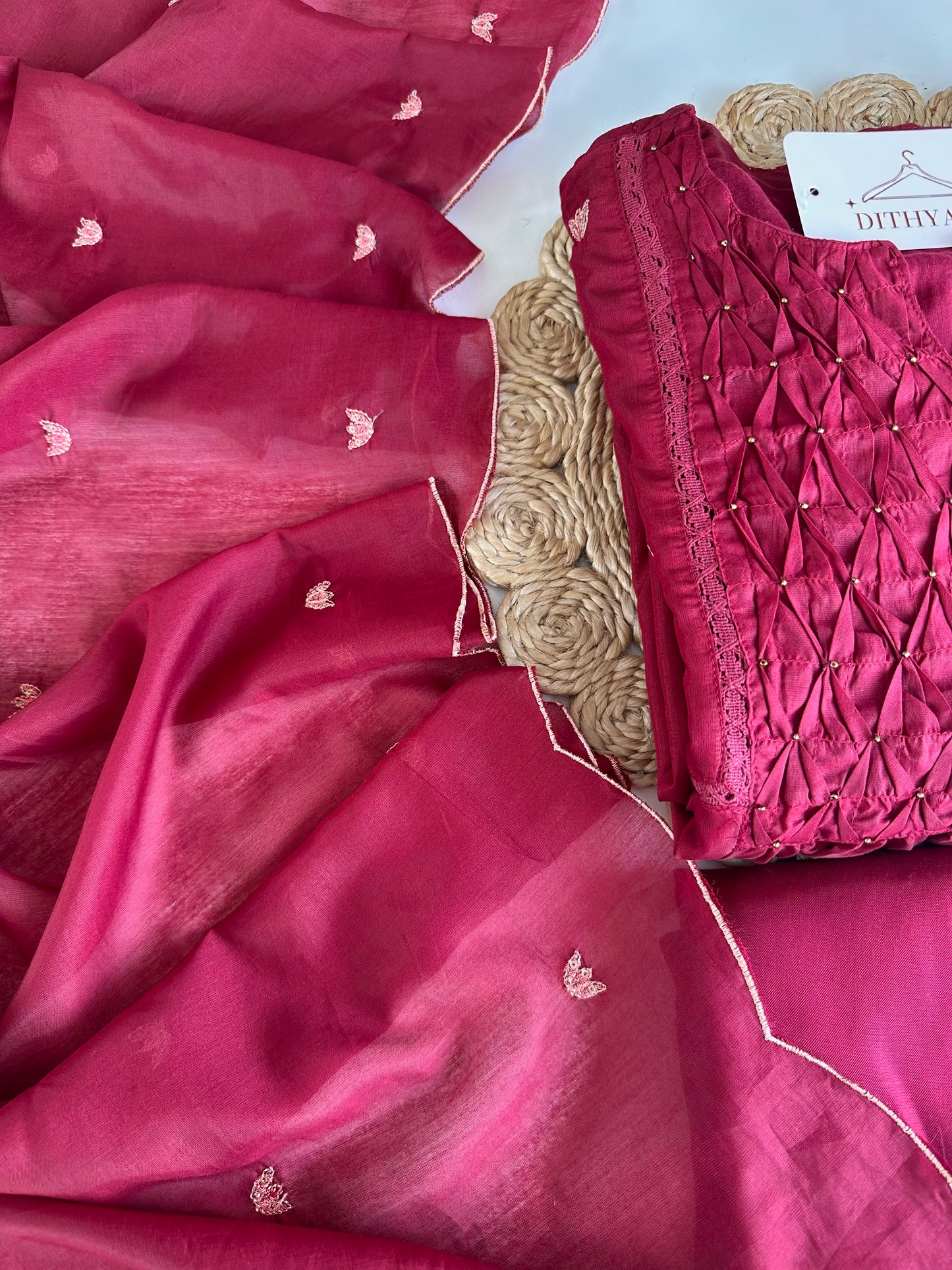 K485 - Mul Chanderi zari work Anarkali with pants and dupatta