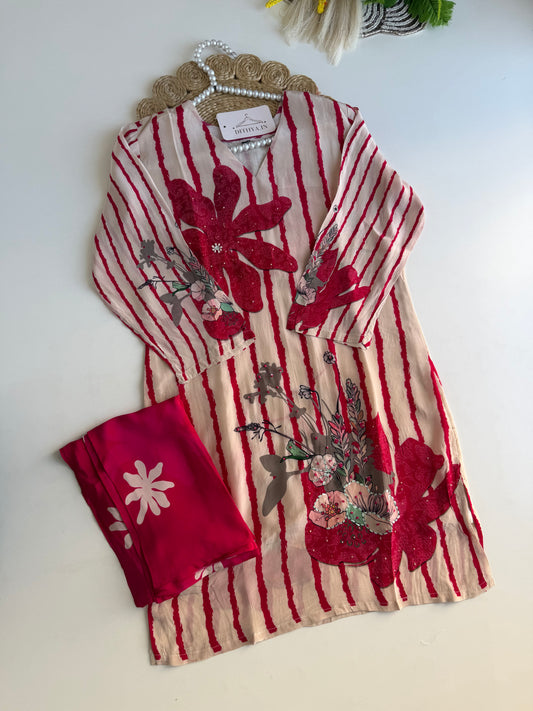 K579 - Pure crape floral coord set