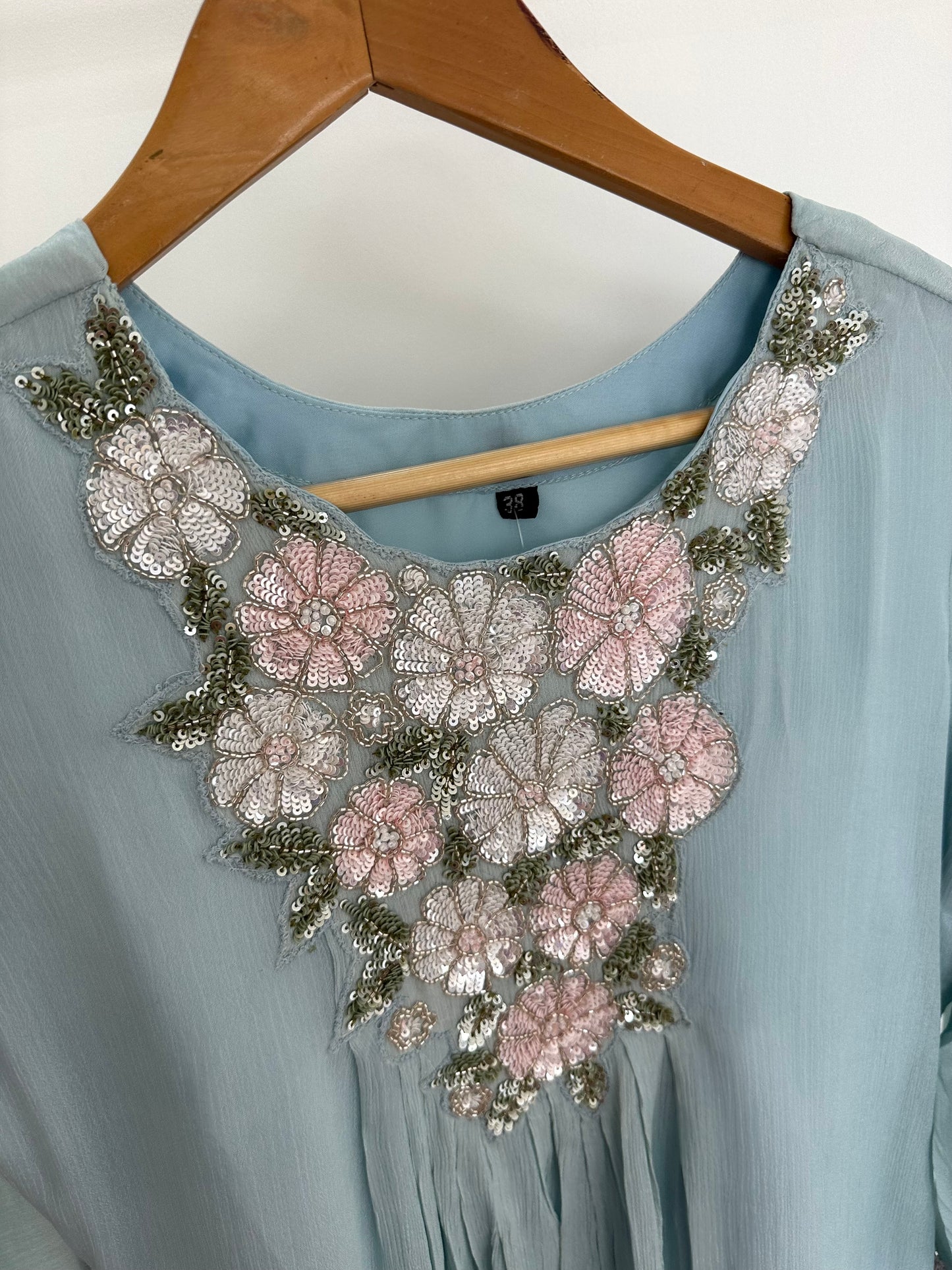 K227 - Chinnon handwork Aline Kurti with pants in 2 colours