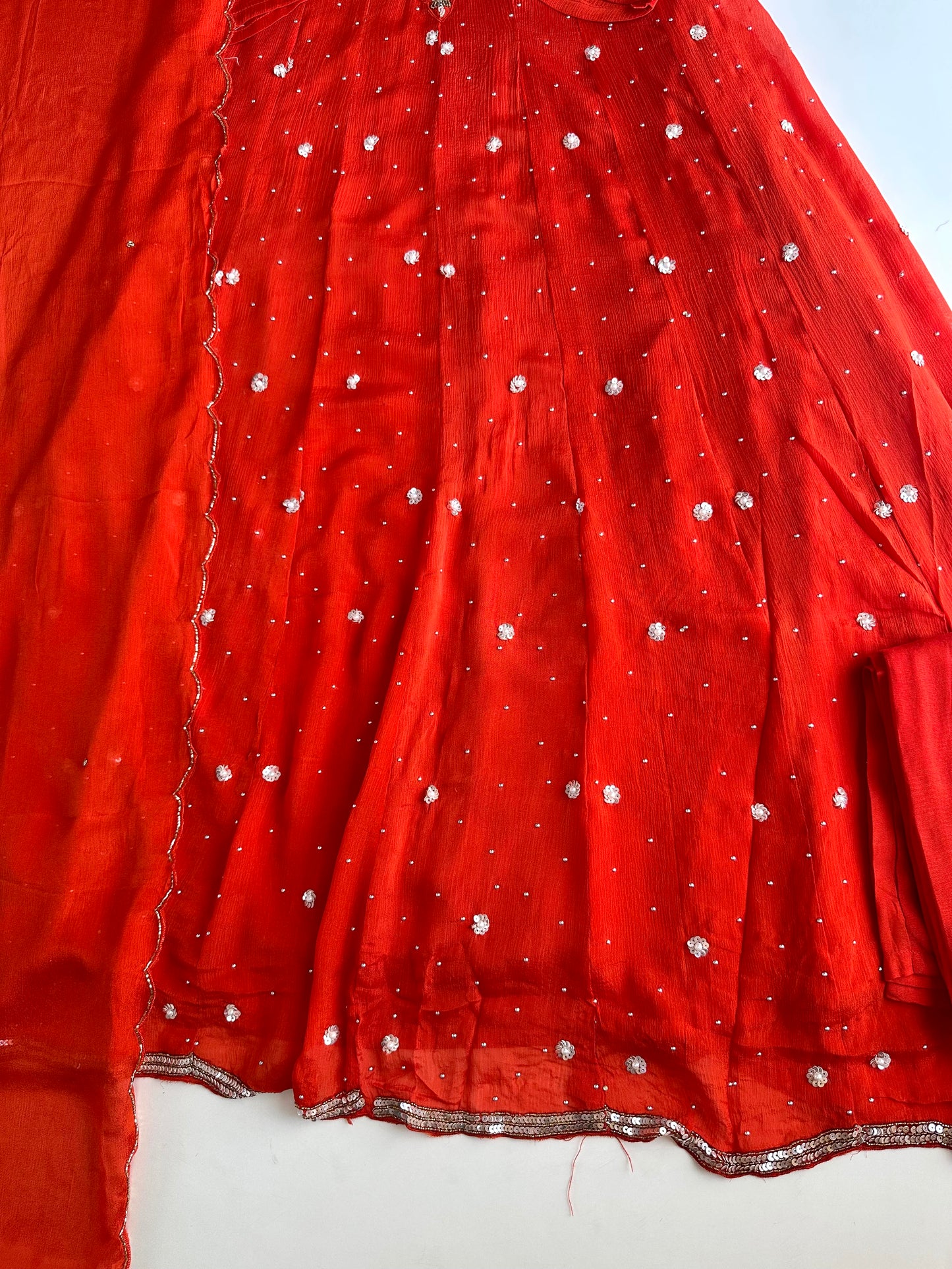 K145 - Chinnon heavy Anarkali with pants and dupatta