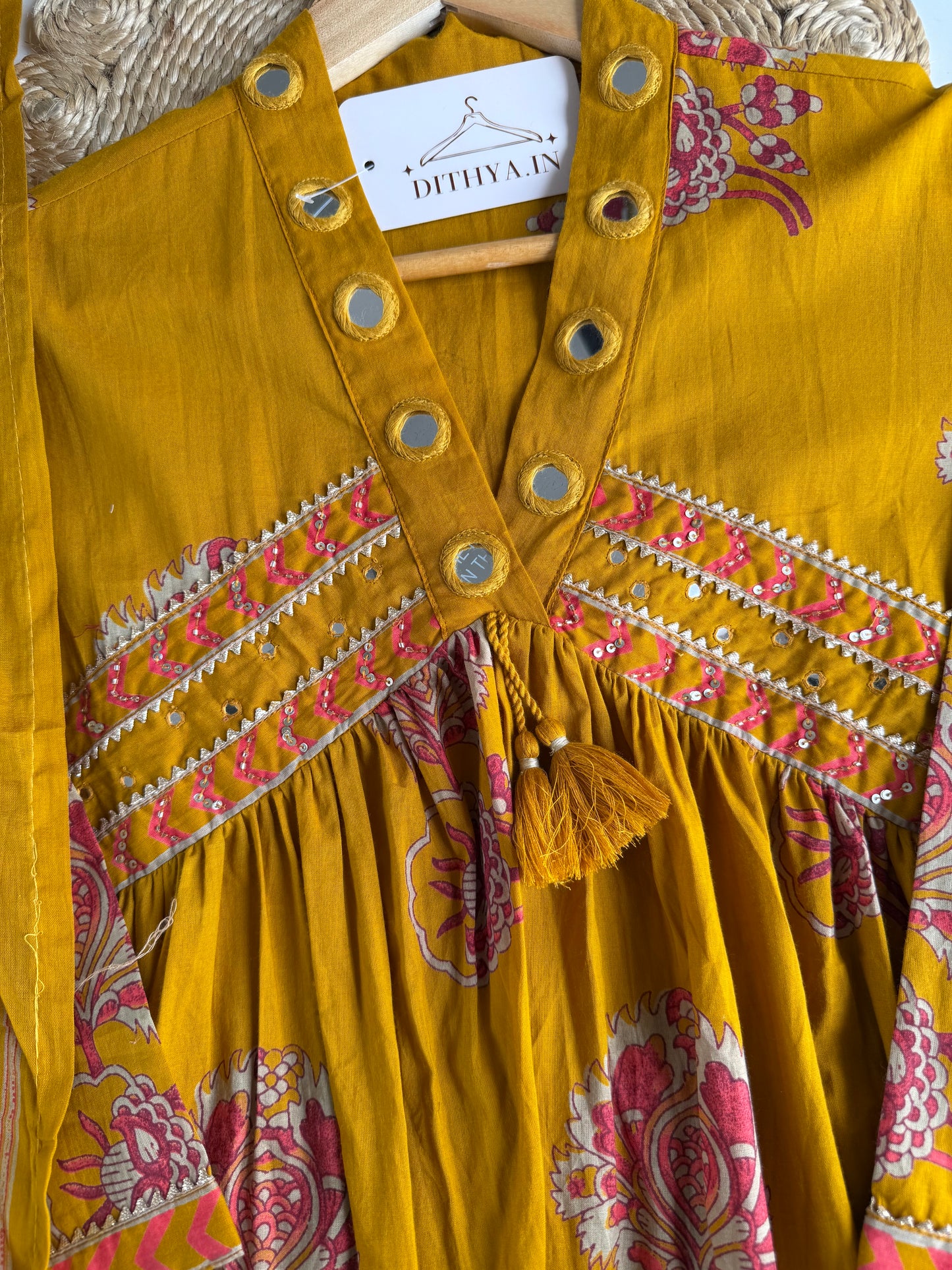 K443 - Mul cotton printed Anarkali with pants and dupatta