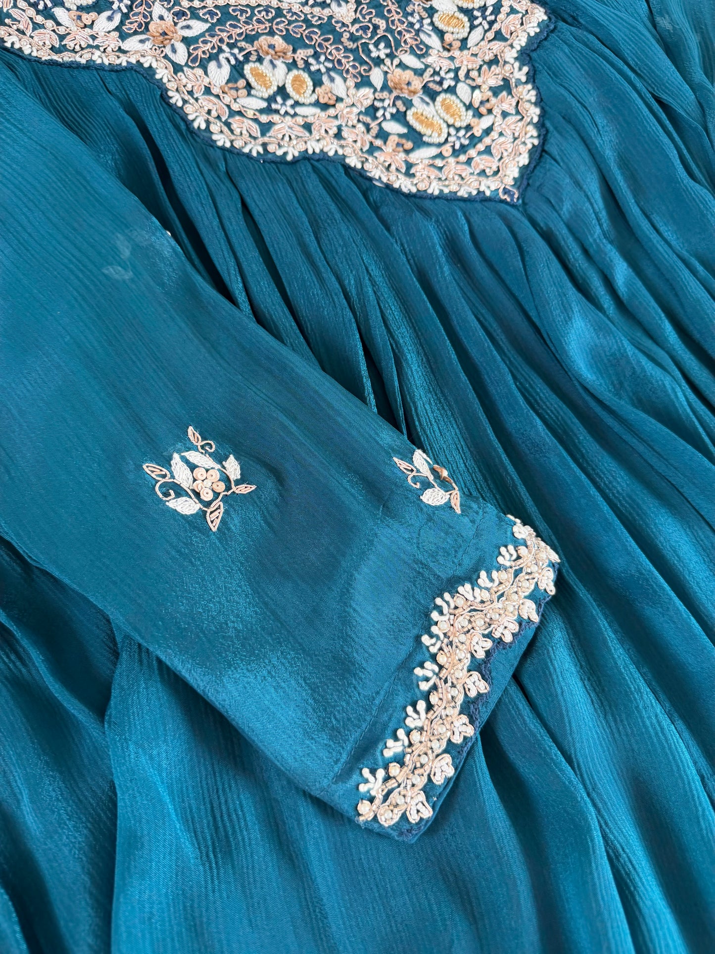 K637 - Chinnon Handwork short Top with sharara pants