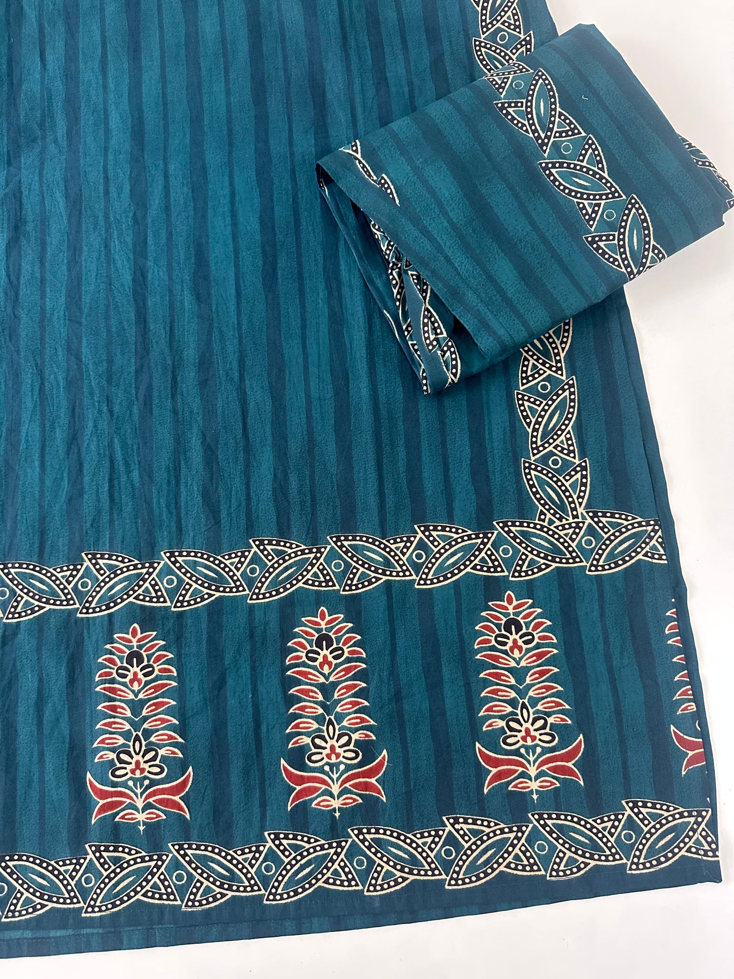 K100 - Mul cotton printed straight Kurti with pants and dupatta