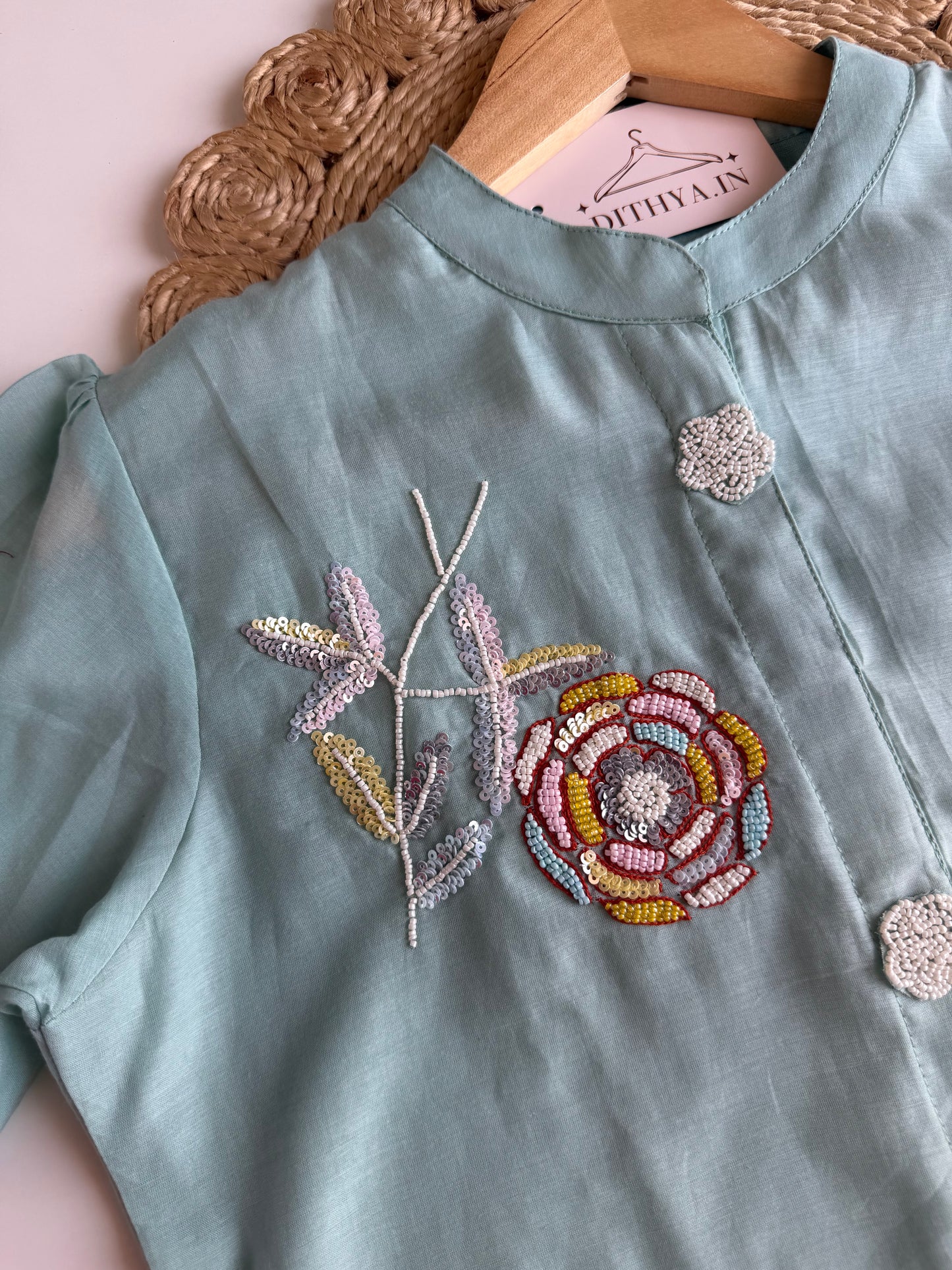 K251 - Mul chanderi handwork coord set