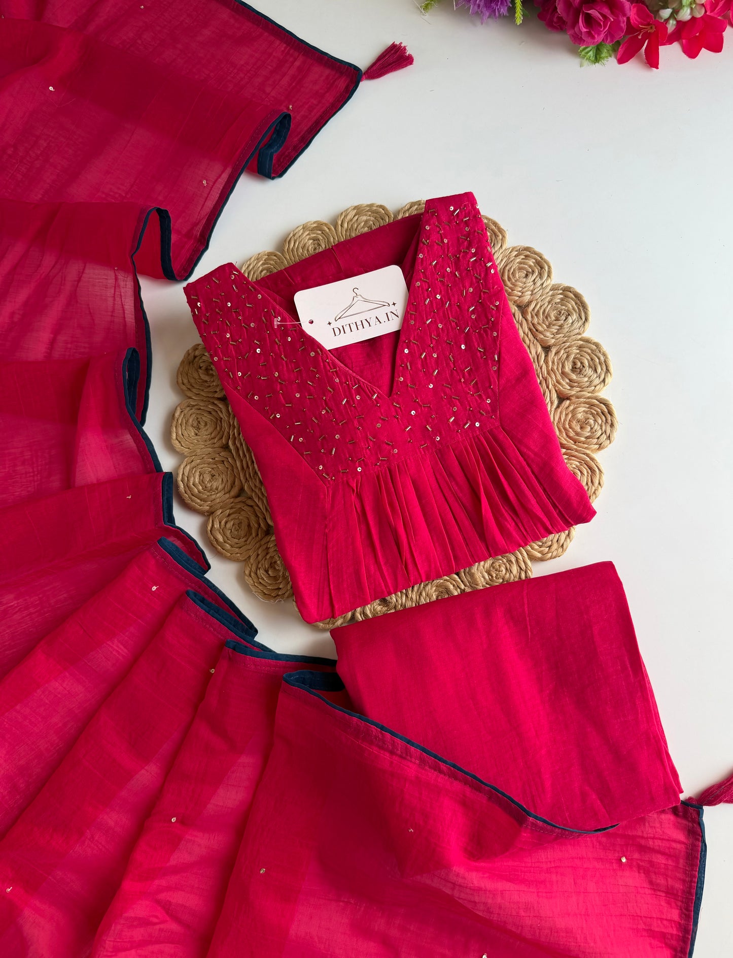 K545 - Surat crushed Mul chanderi handwork Anarkali with pants and dupatta
