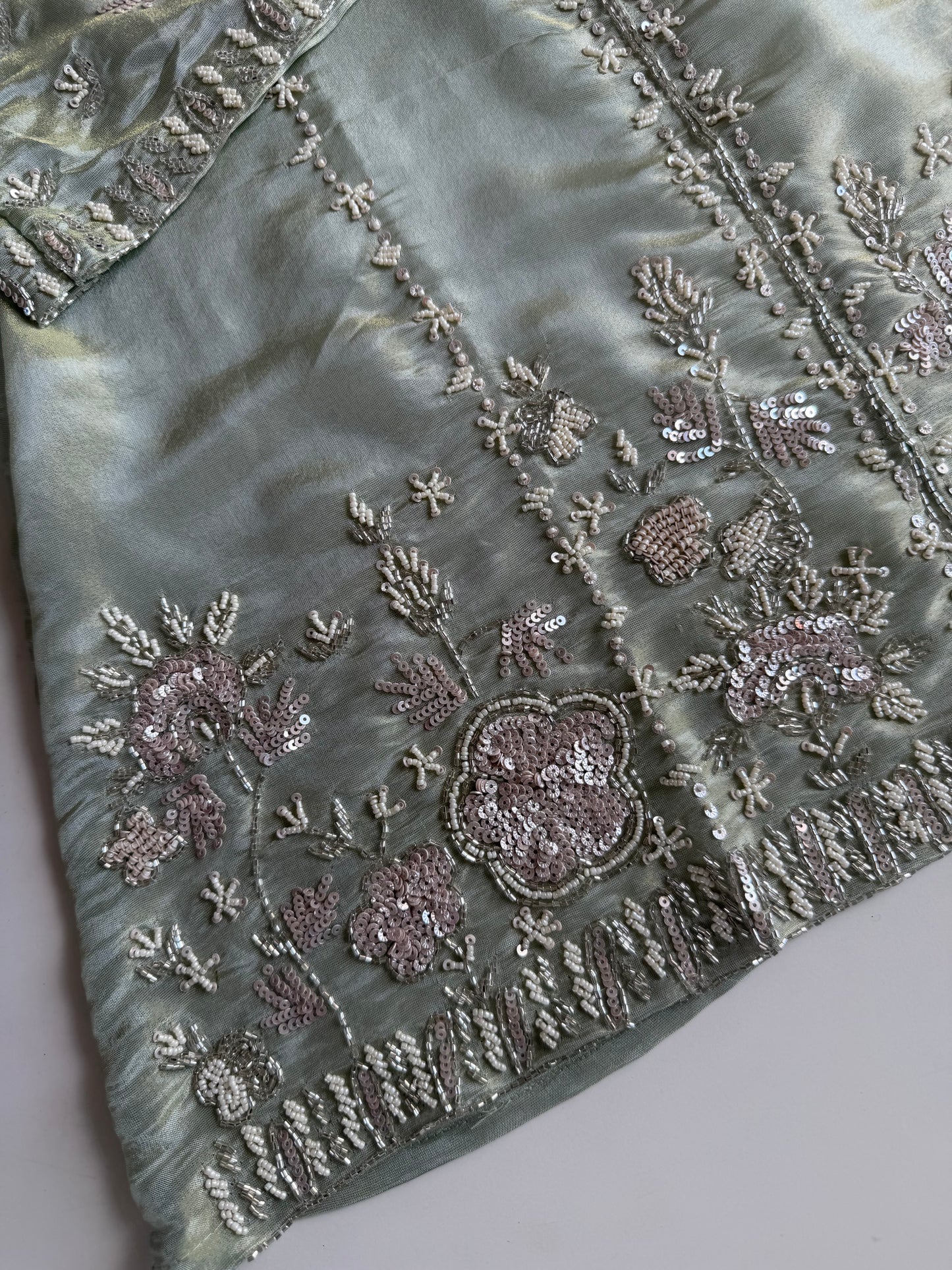 K140 - Tissue  silk handwork coord set (Inner and palazzo)